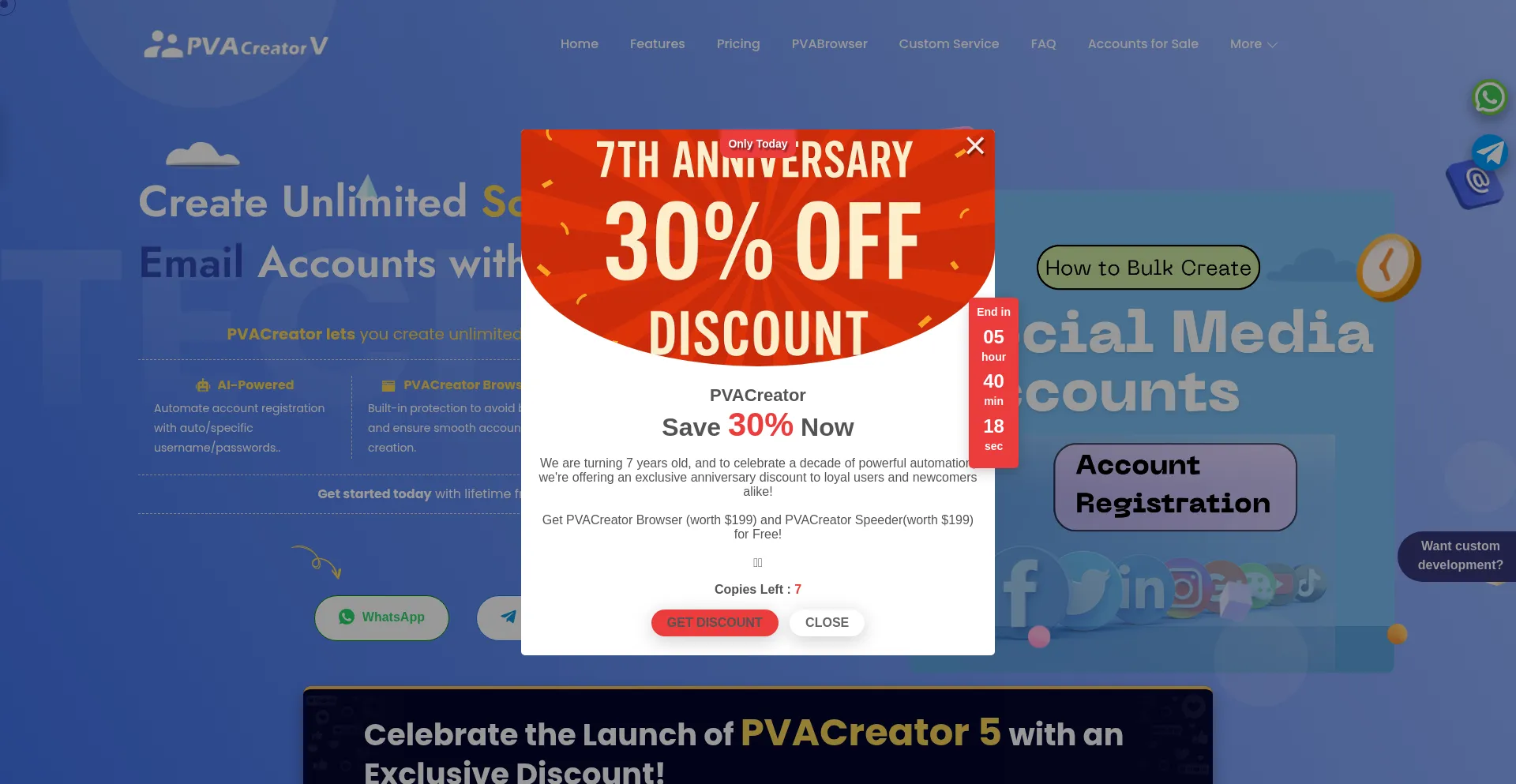 Website screenshot of Pvacreator.com