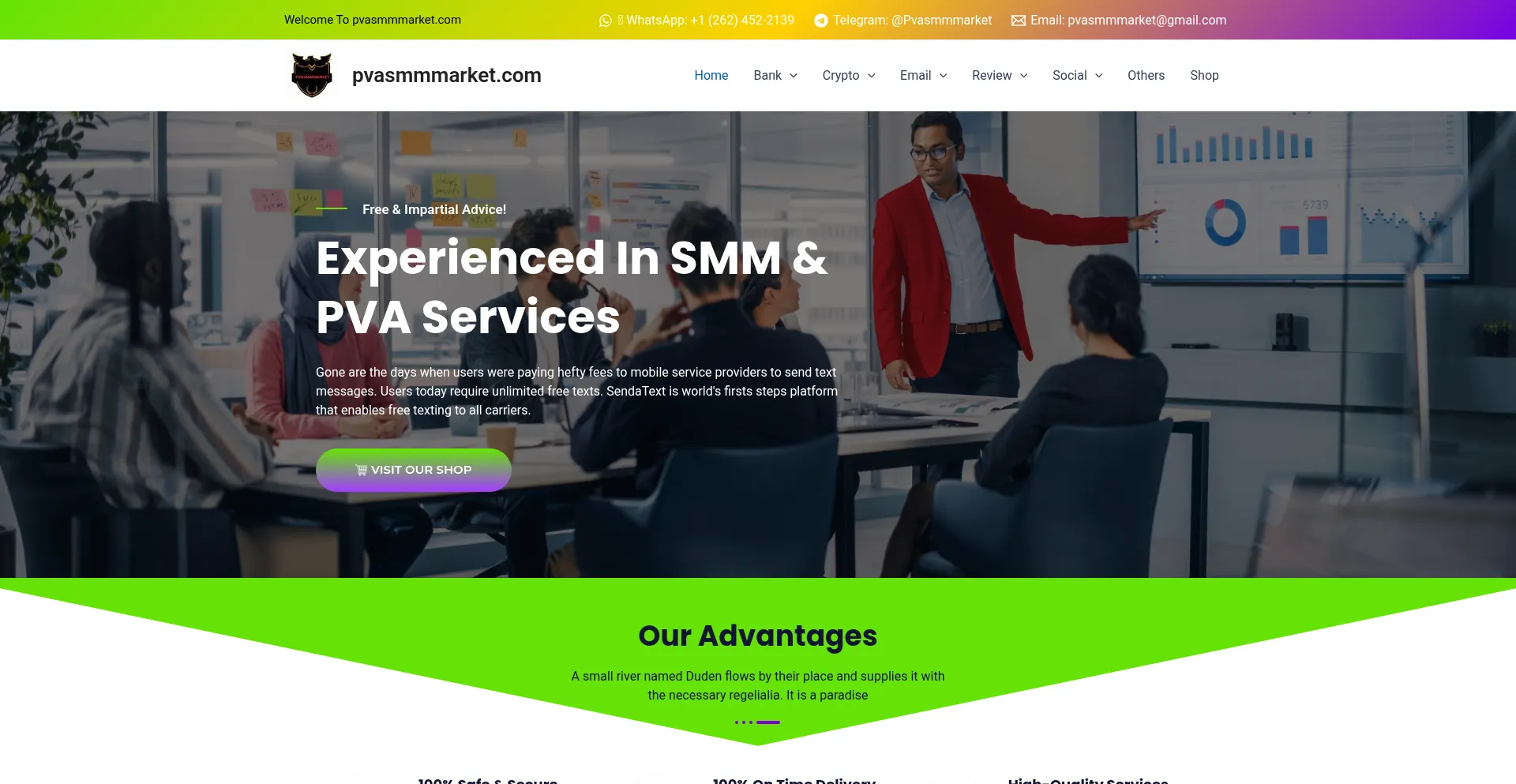 Website screenshot of Pvasmmmarket.com