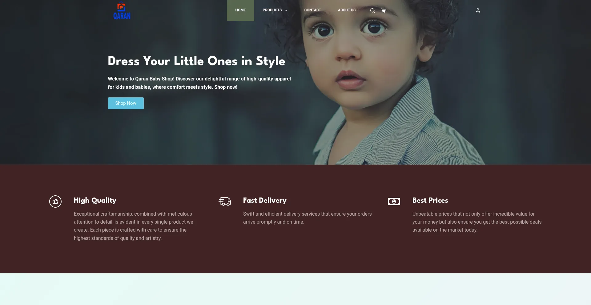Website screenshot of Qaranbaby.com