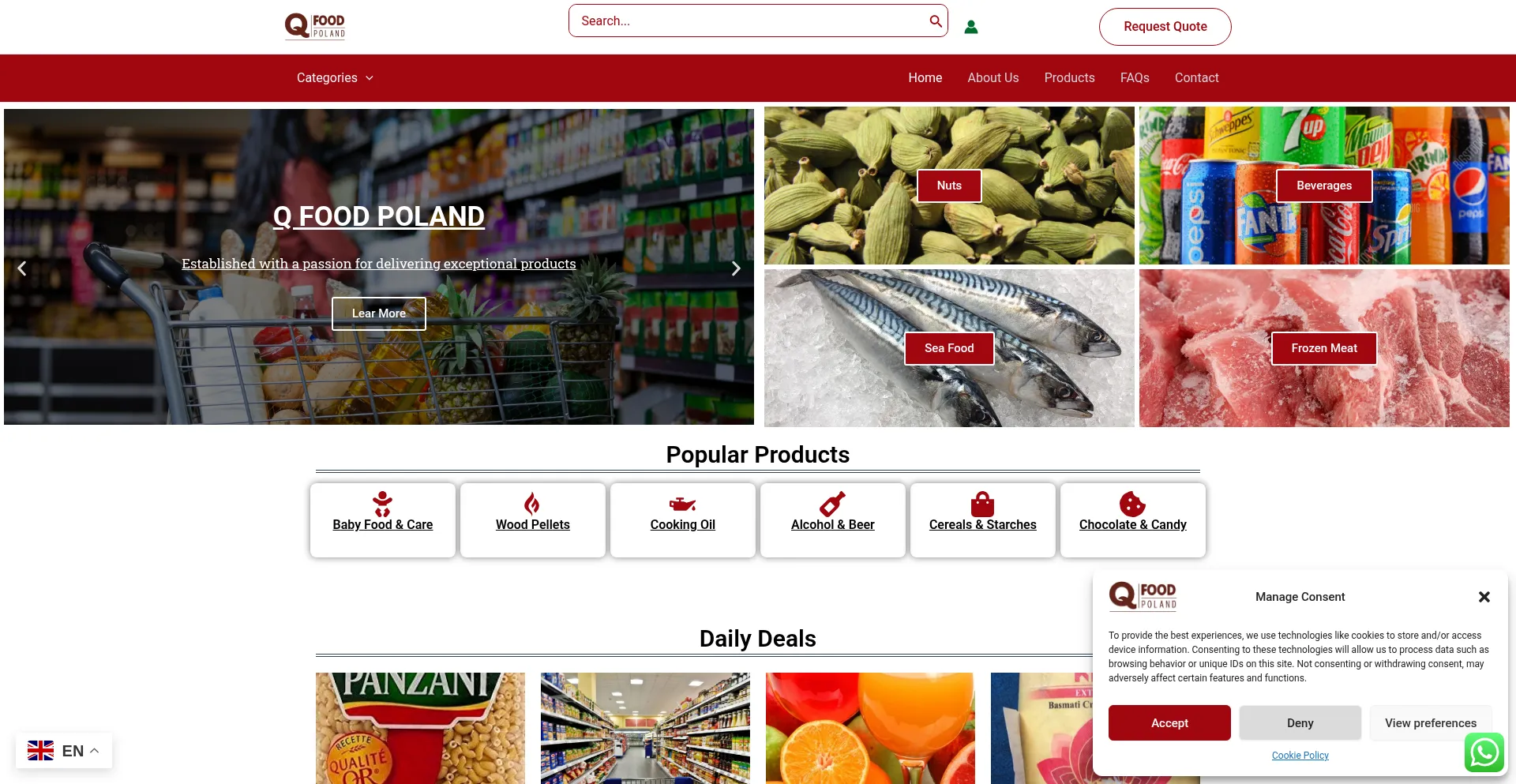 Website screenshot of Qfoodspoland.com