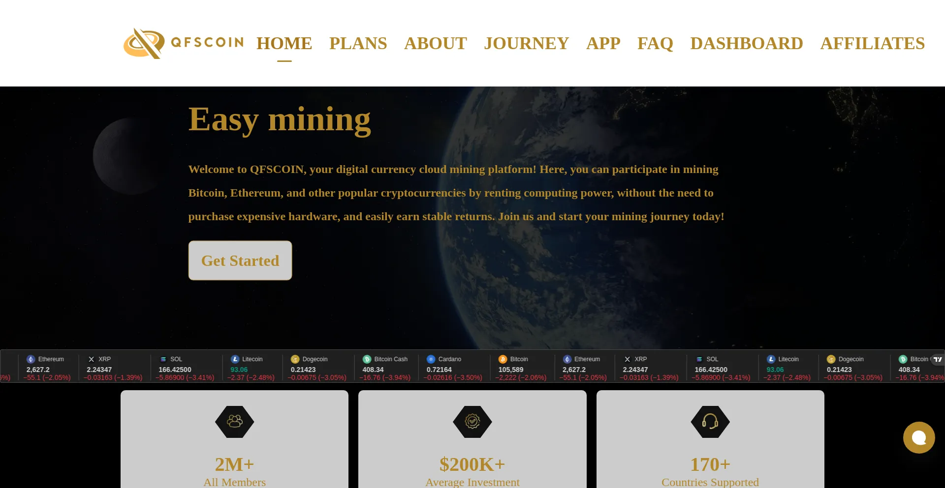 Website screenshot of Qfscoin.com