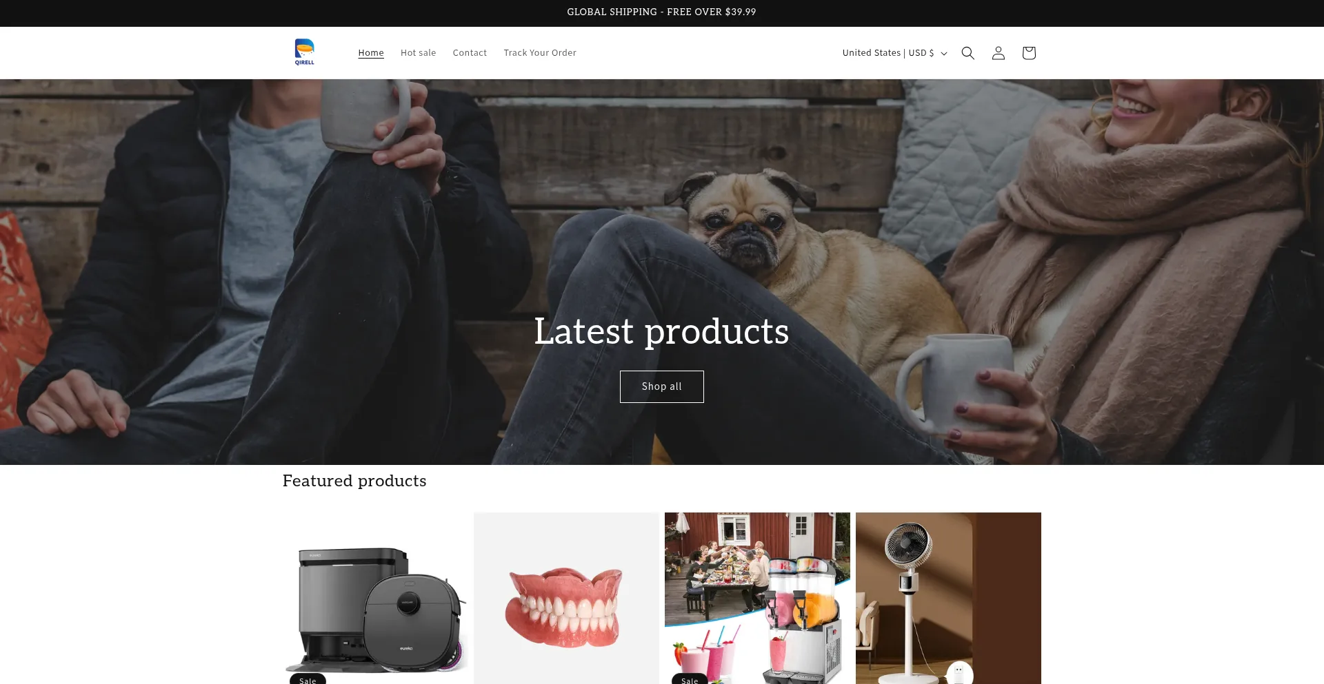 Website screenshot of Qirell.shop