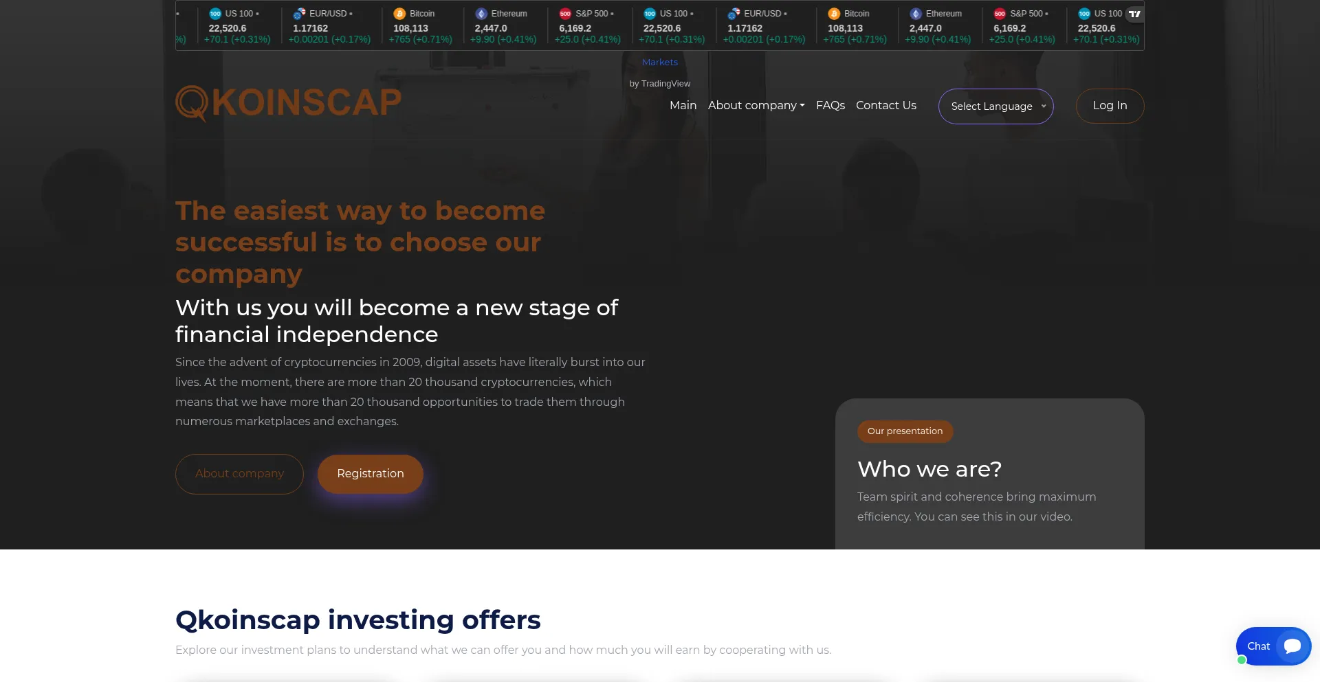 Website screenshot of Qkoinscap.com