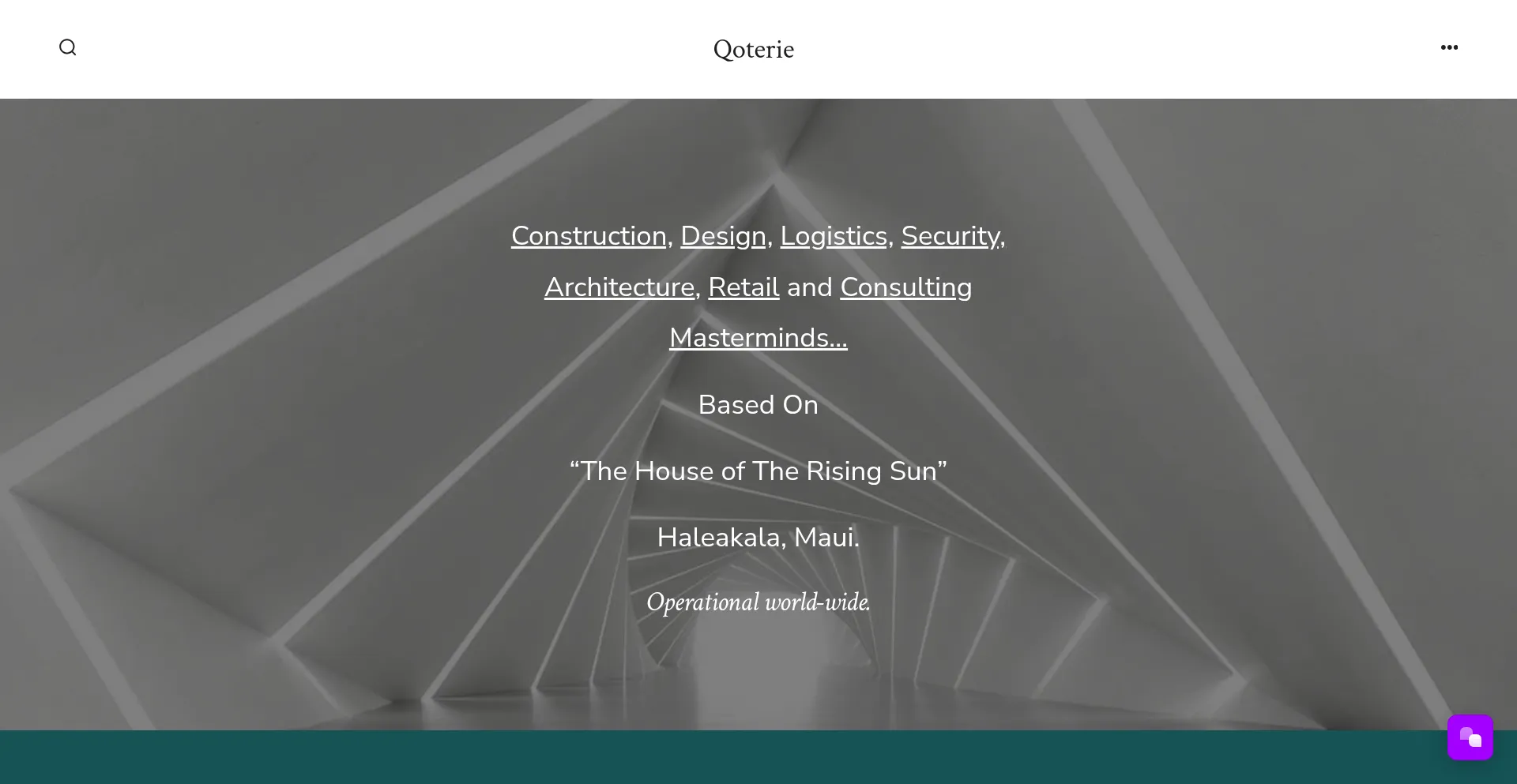 Website screenshot of Qoterie.com