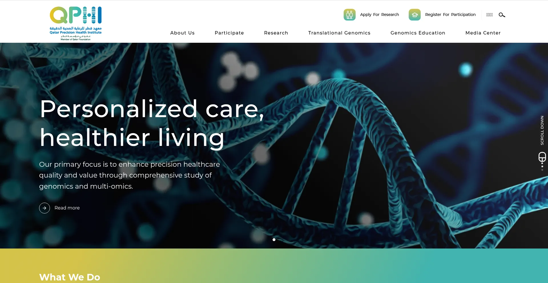 Website screenshot of Qphi.org.qa