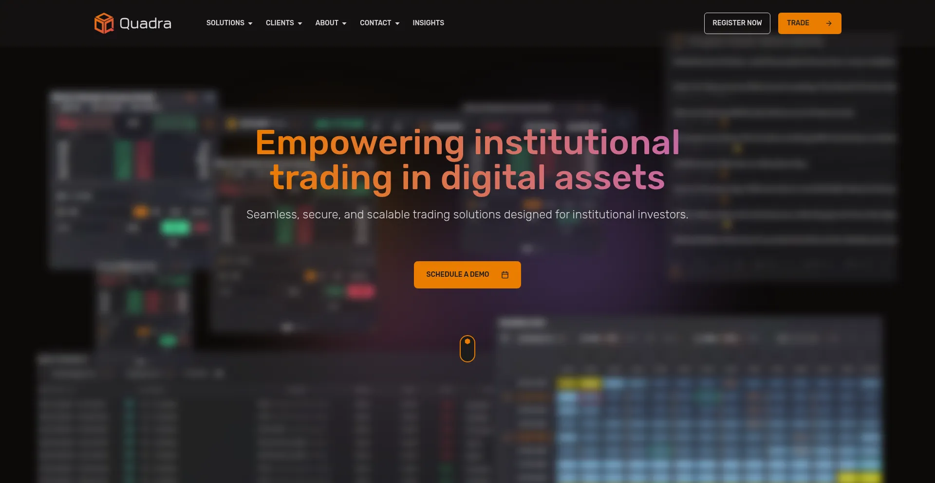 Website screenshot of Quadra.trade