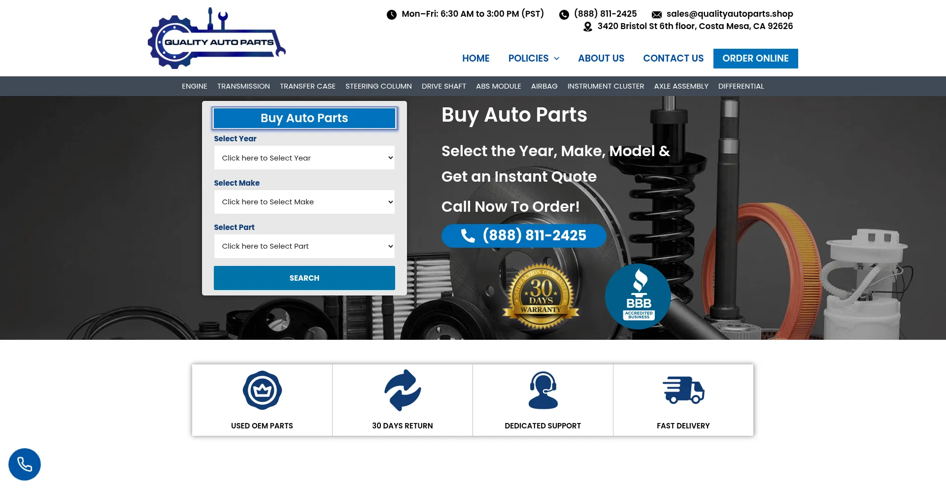 Website screenshot of Qualityautoparts.shop