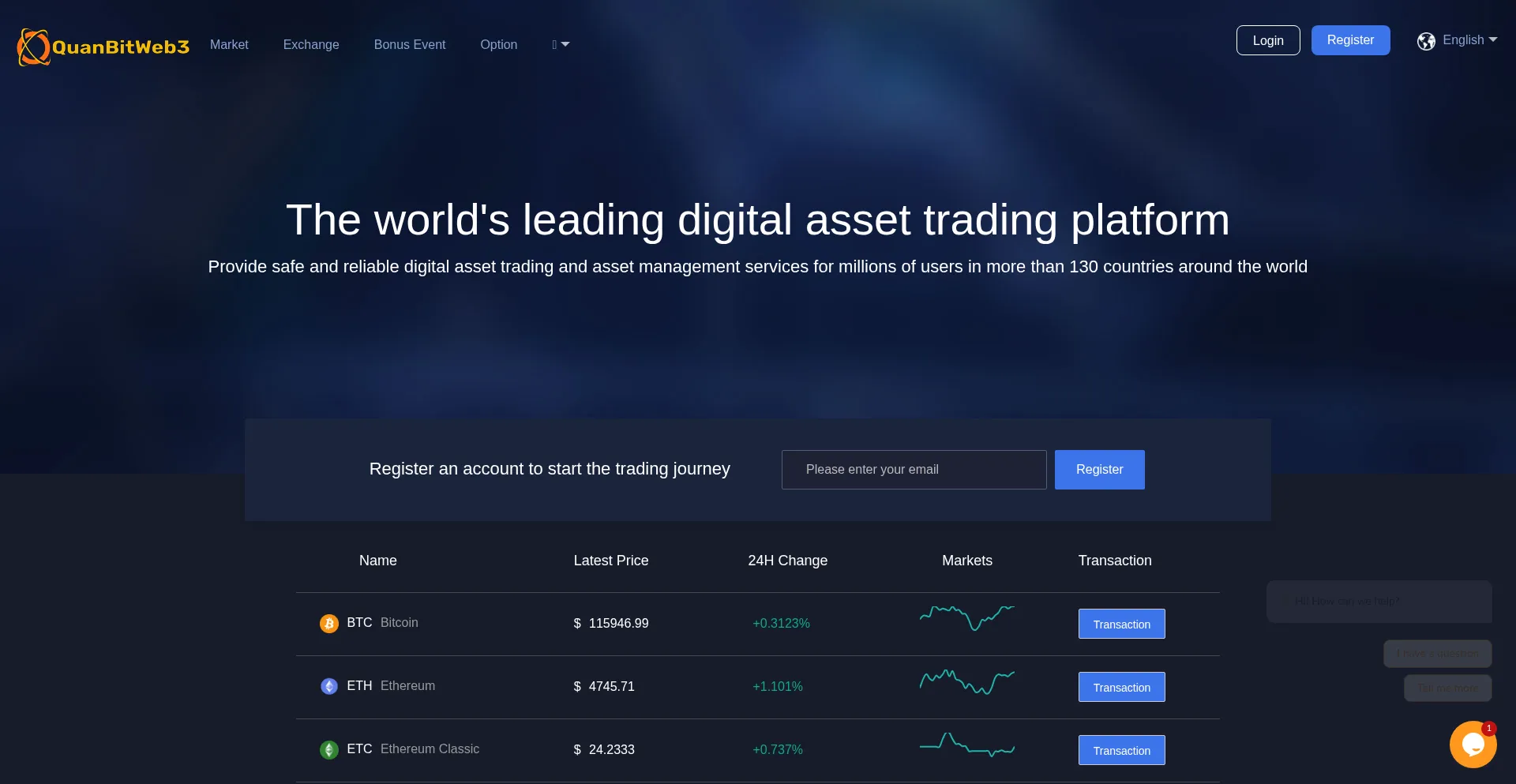 Website screenshot of Quanbitweb3.com