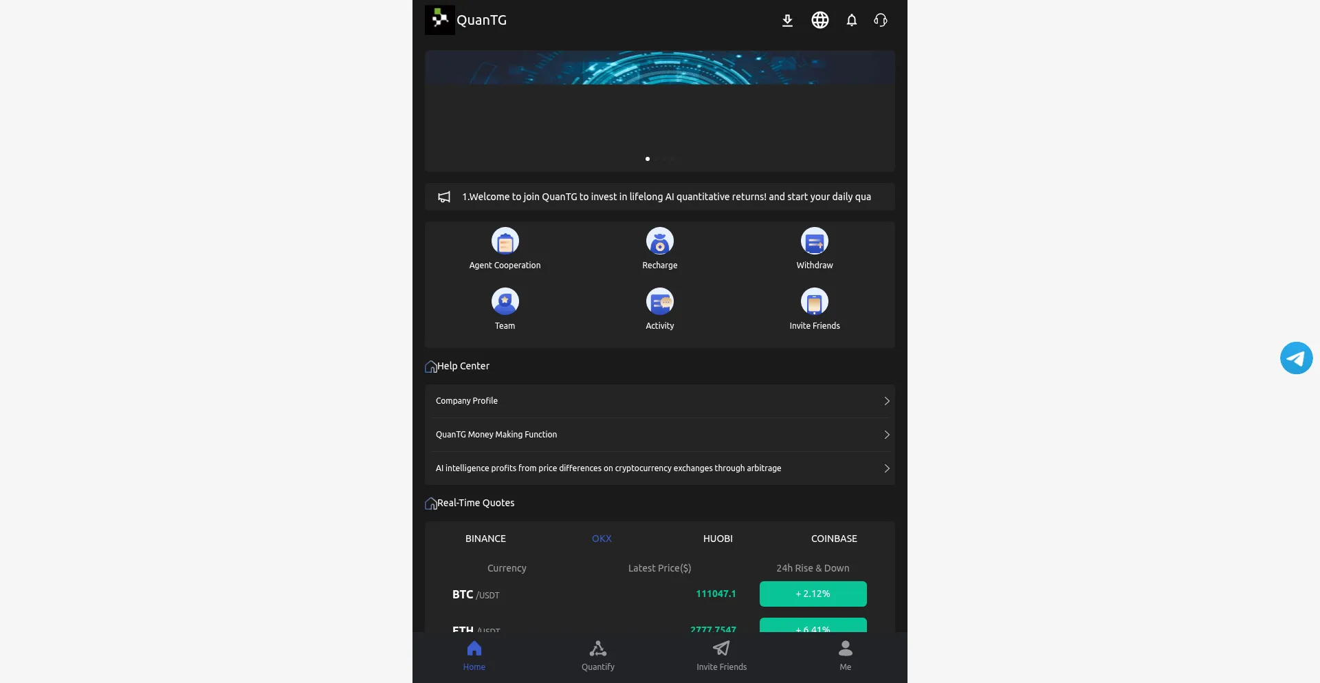 Website screenshot of Quantg.top