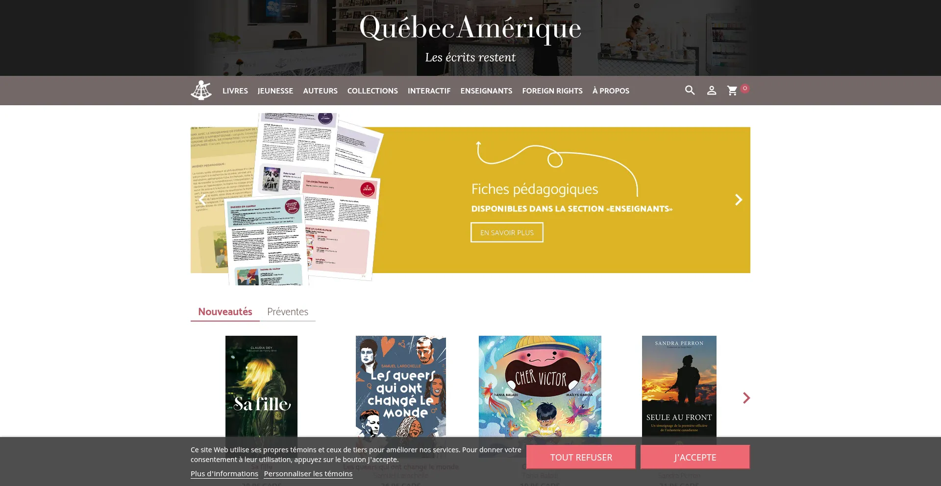 Website screenshot of Quebec-amerique.com