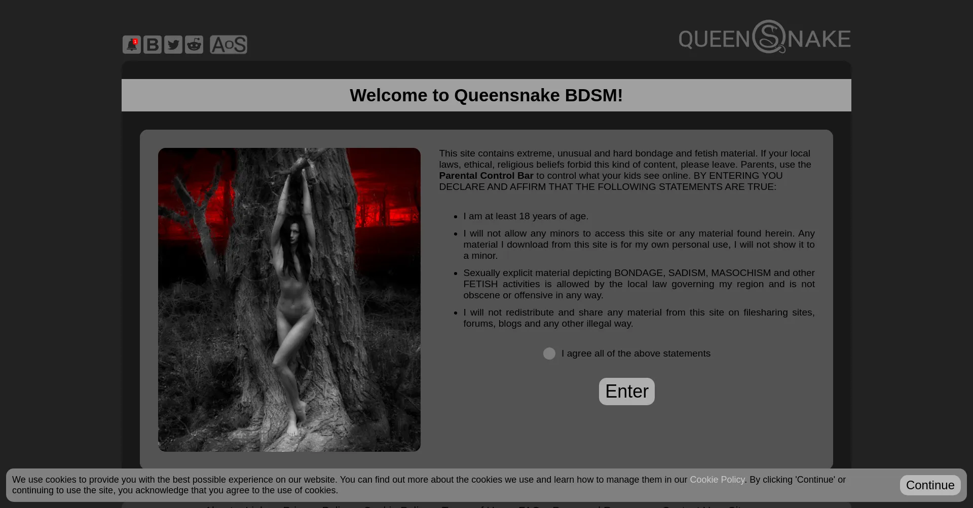 Website screenshot of Queensnake.com