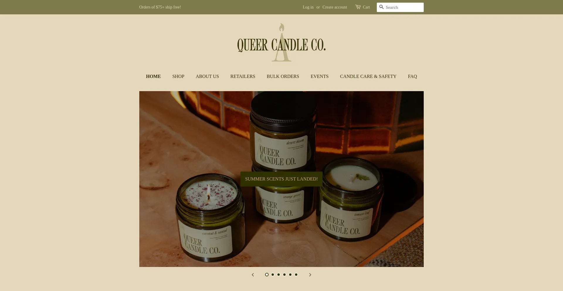 Website screenshot of Queercandleco.com