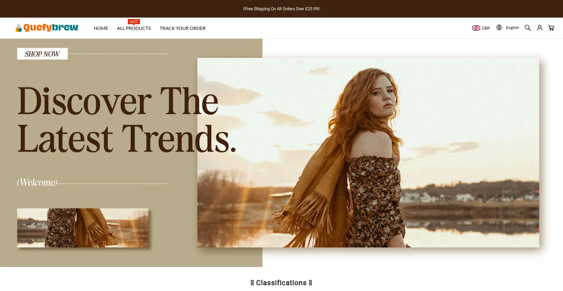 Website screenshot of Quefybrew.com