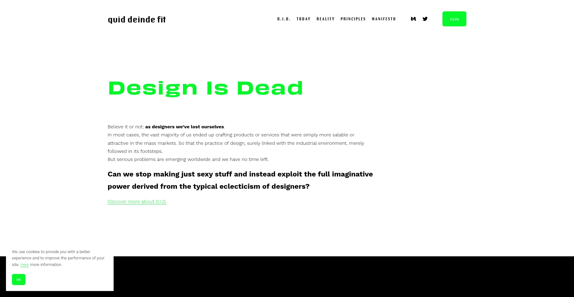 Website screenshot of Quiddeindefit.xyz