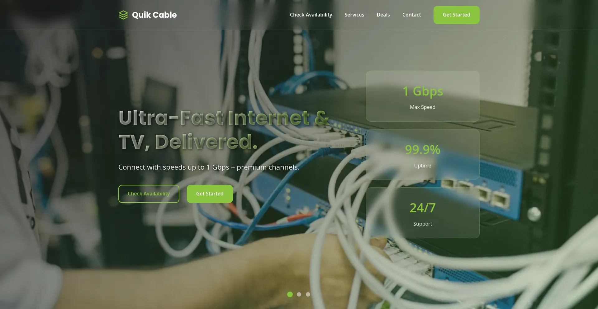 Website screenshot of Quikcable.com
