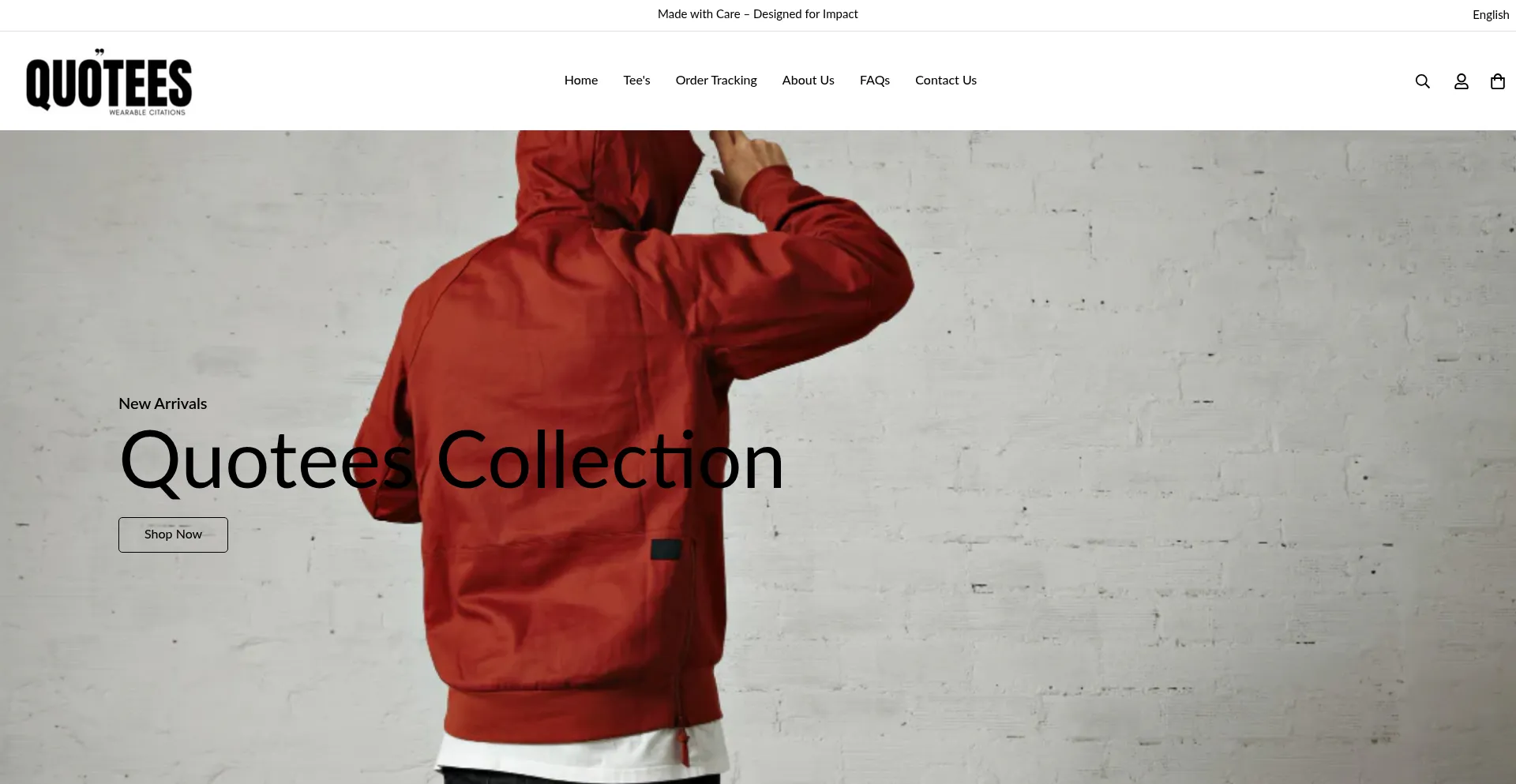 Website screenshot of Quoteeswear.com