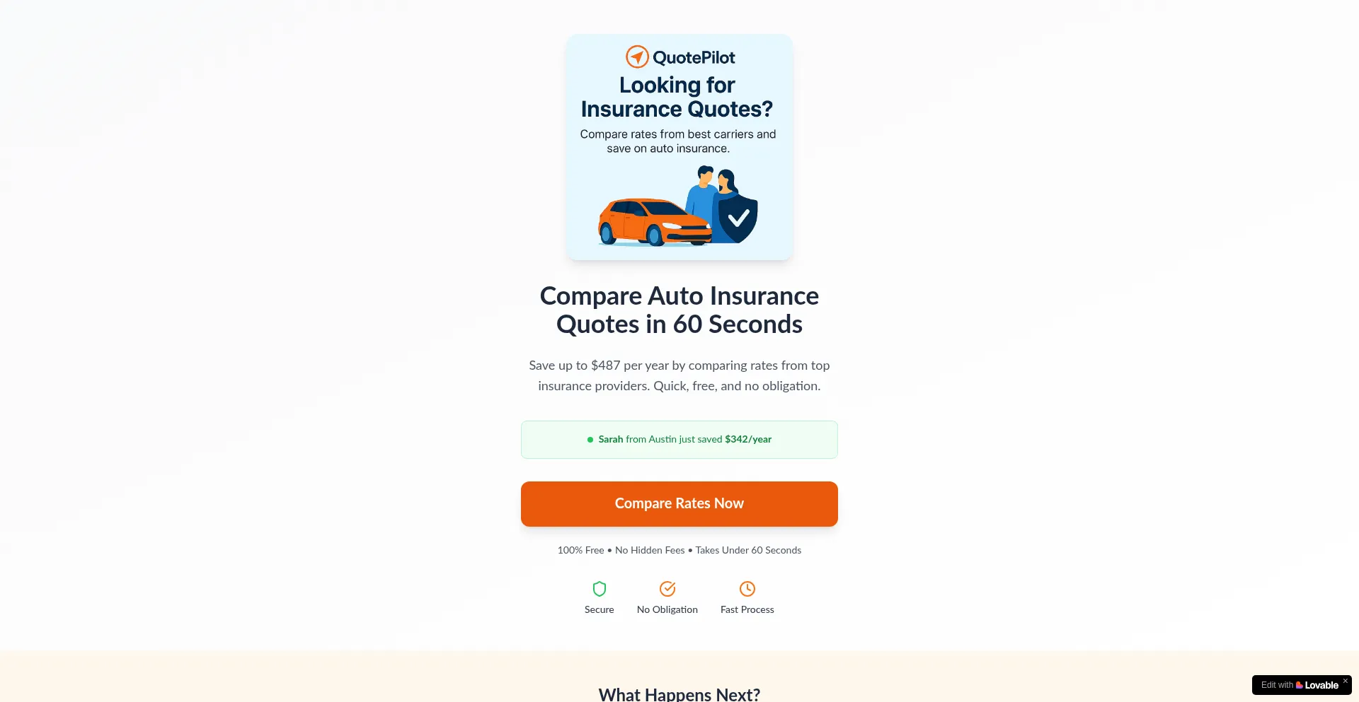 Website screenshot of Quotepilot.site