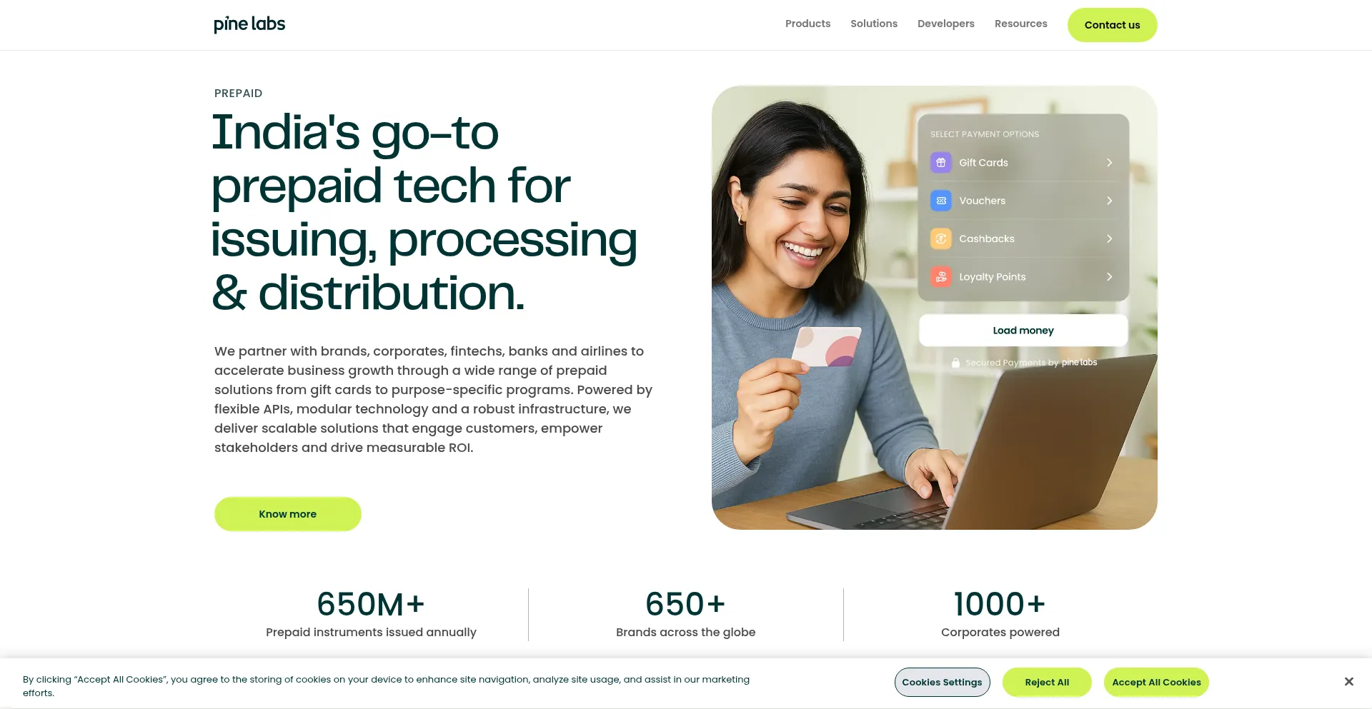Website screenshot of Qwikcilver.com