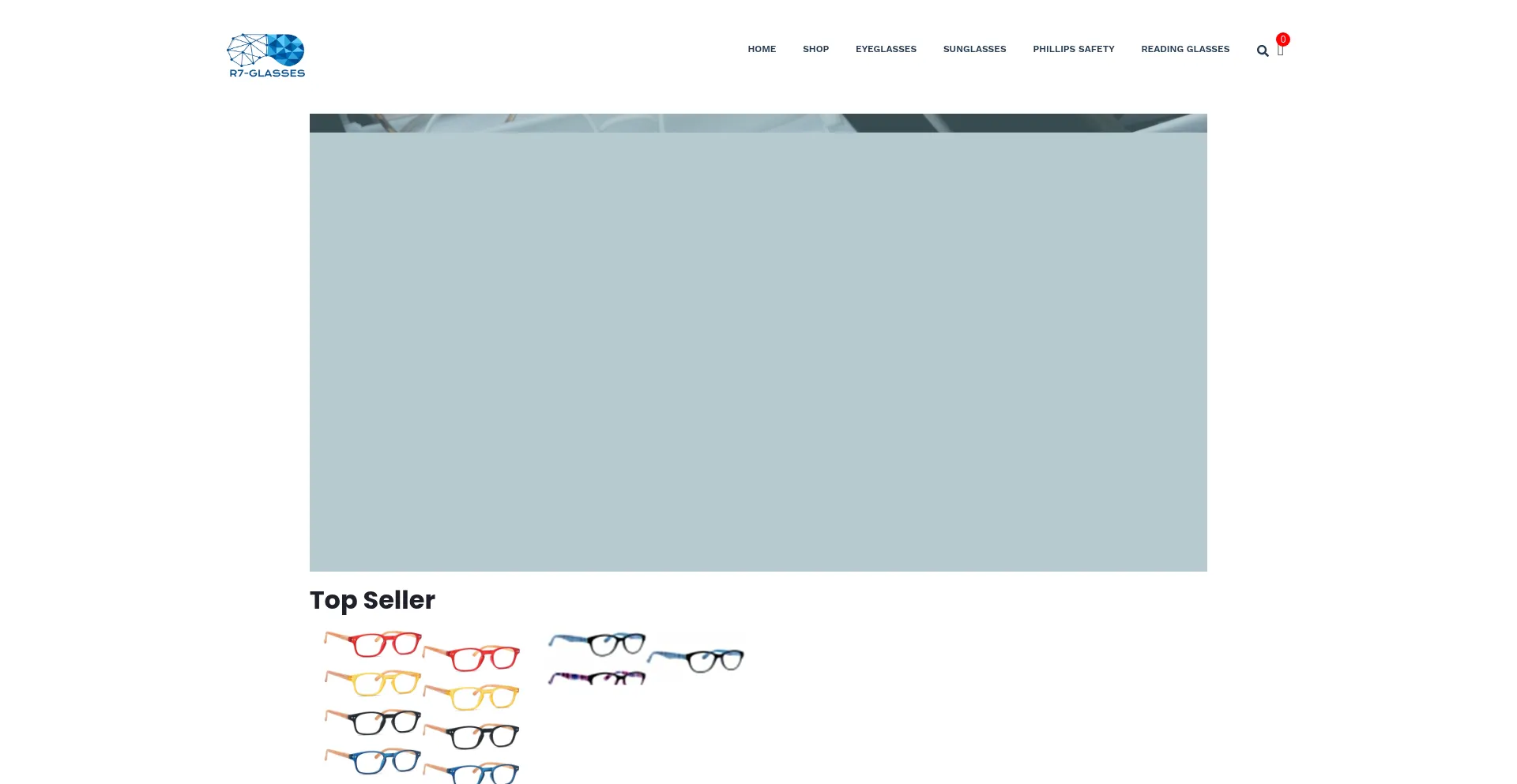 Website screenshot of R7-glasses.com