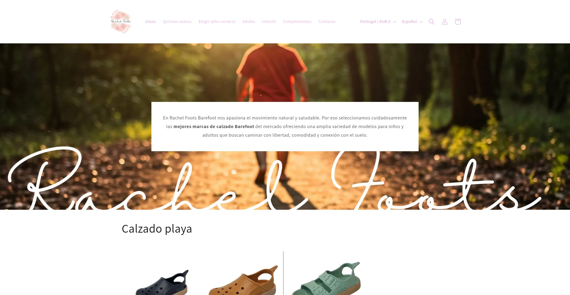 Website screenshot of Rachelfootsbarefoot.com