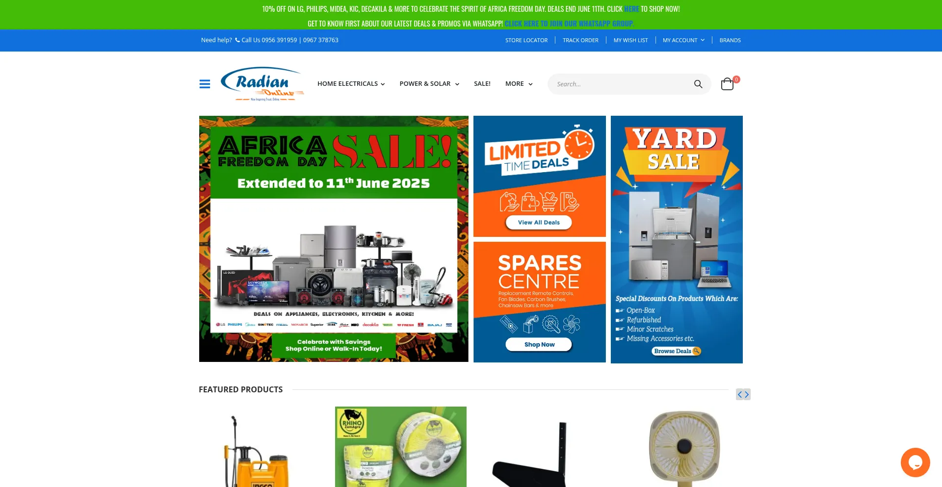 Website screenshot of Radianonline.co.zm