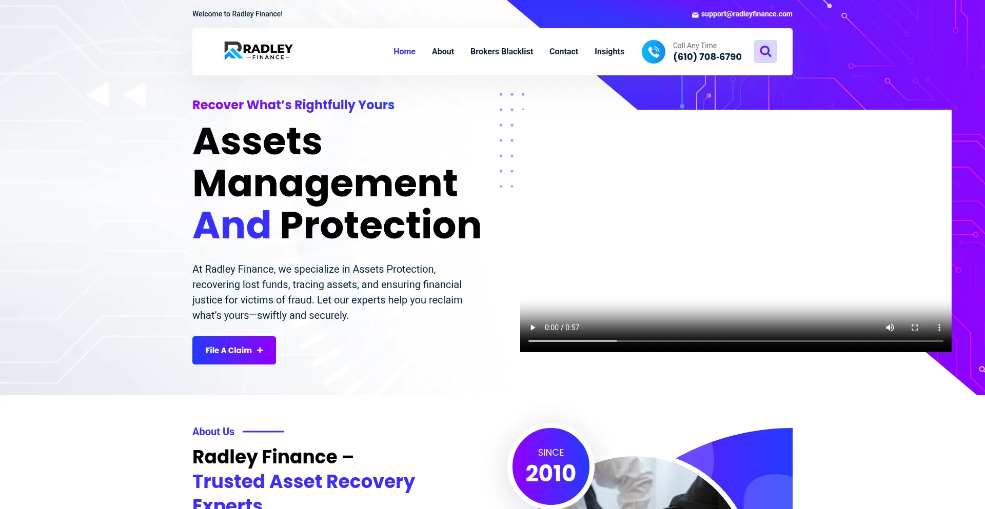 Website screenshot of Radleyfinance.com