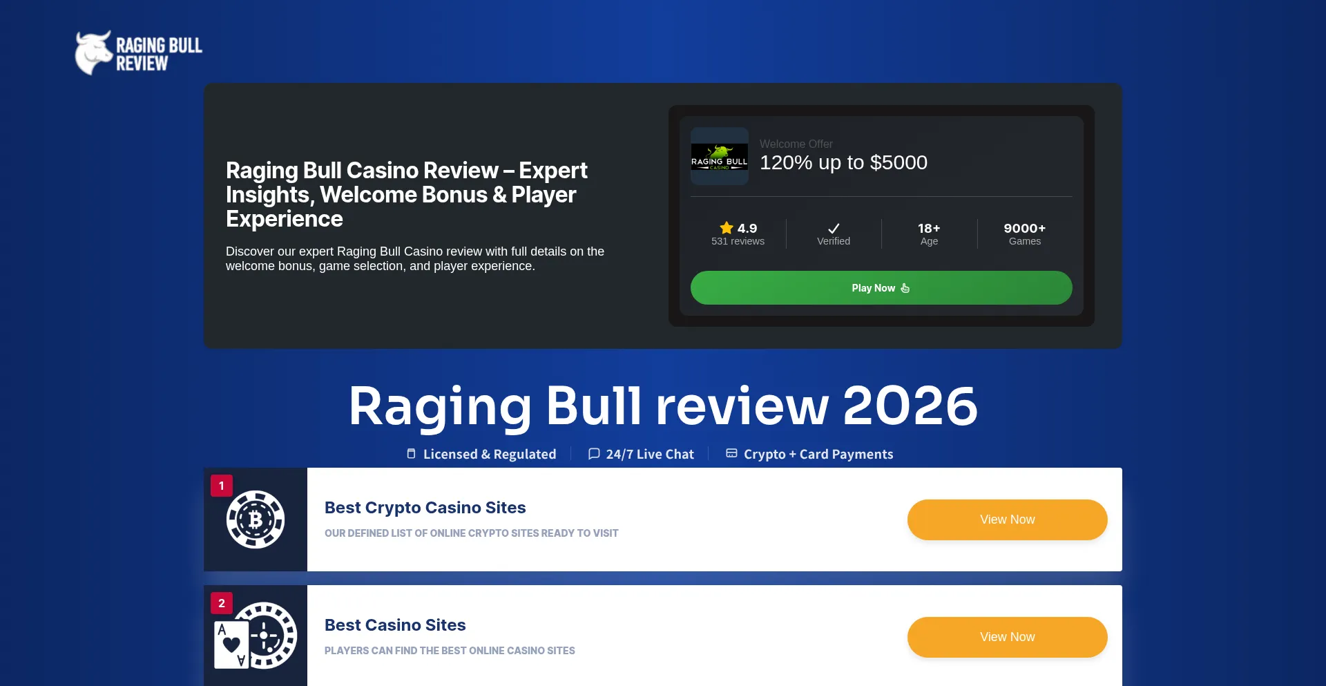 Raging-bull-review.trustedcasinoreviews.info