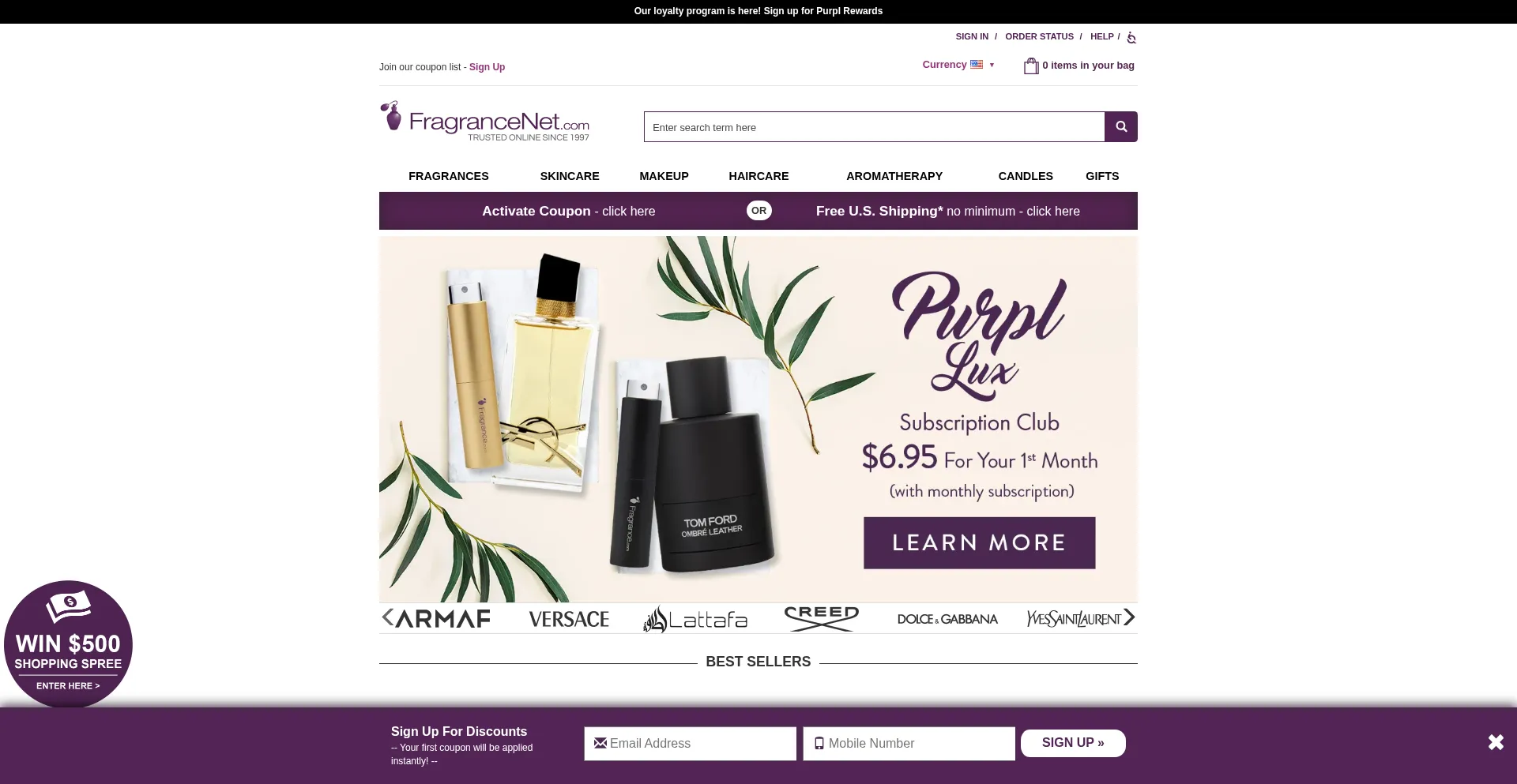 Website screenshot of Ragrancenet.com