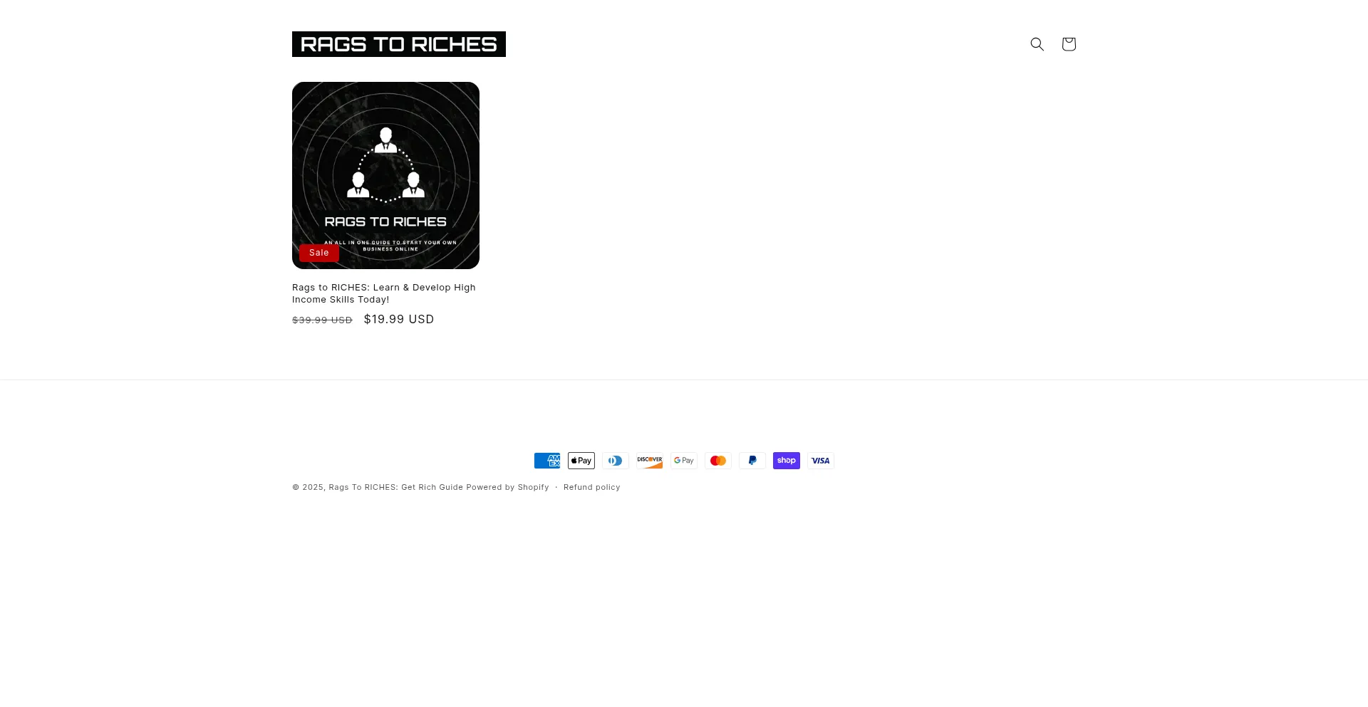 Website screenshot of Ragstorichesguide.com