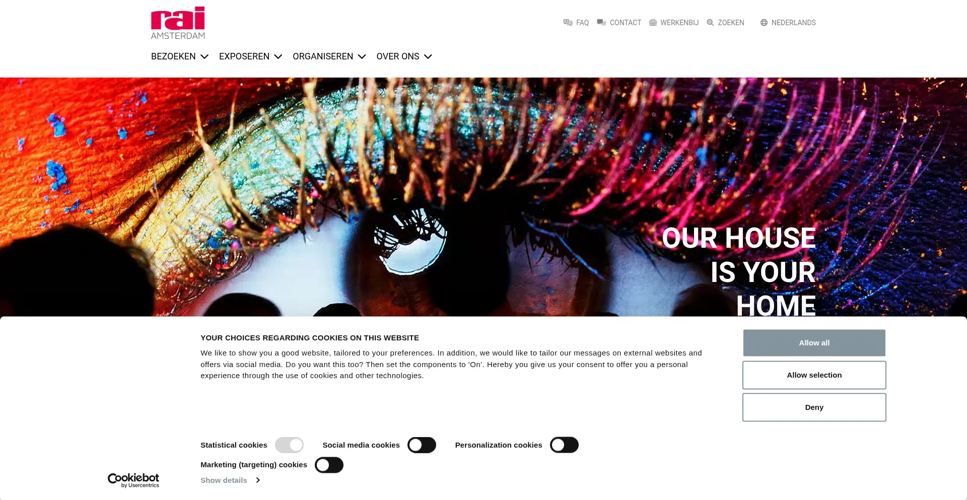 Website screenshot of Rai.nl