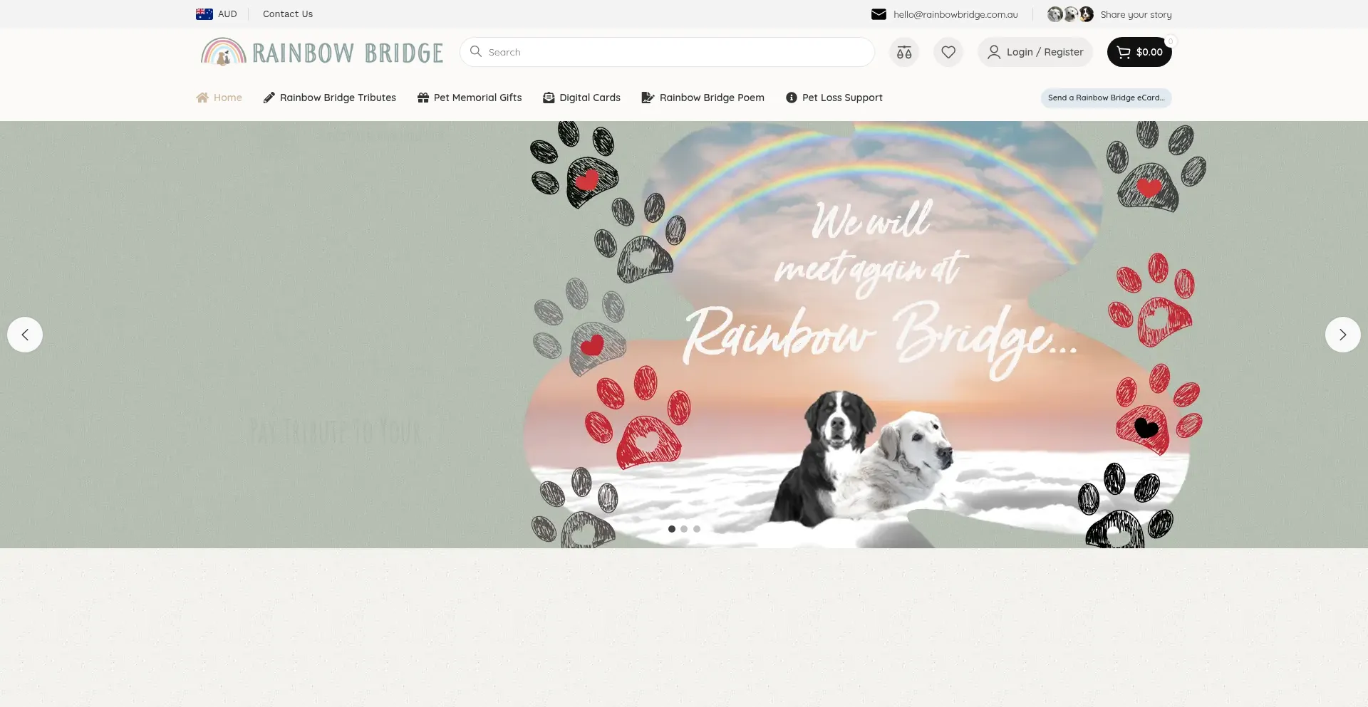 Website screenshot of Rainbowbridge.com.au