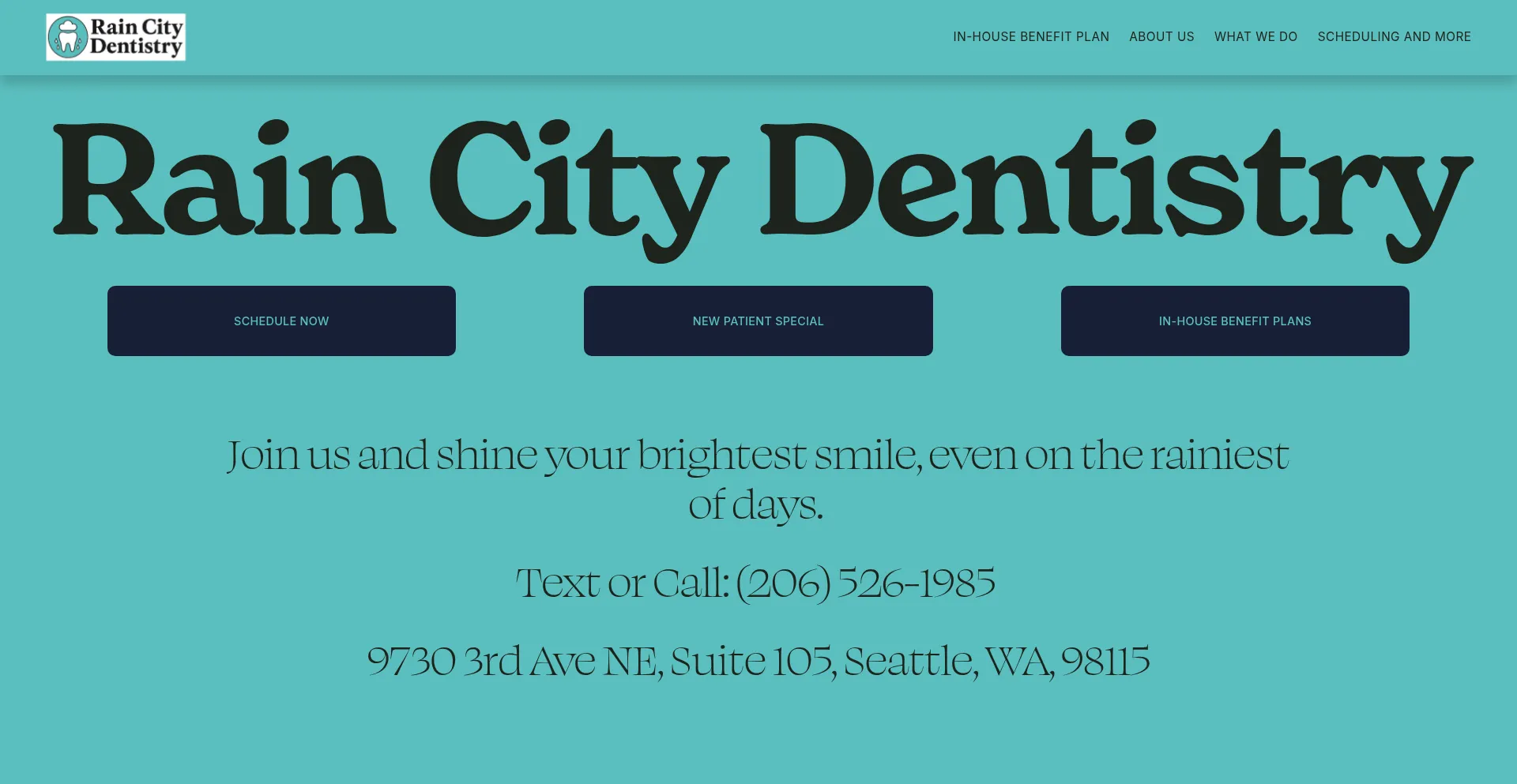Website screenshot of Raincitydentistry.com
