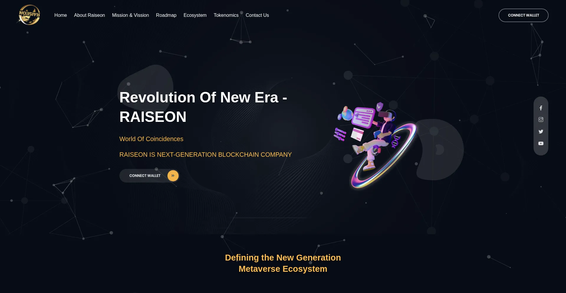Website screenshot of Raiseon.live