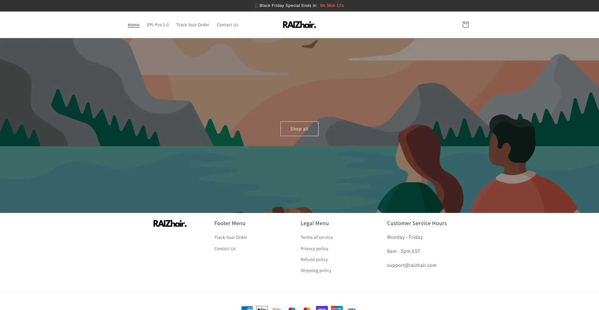 Website screenshot of Raizhair.com