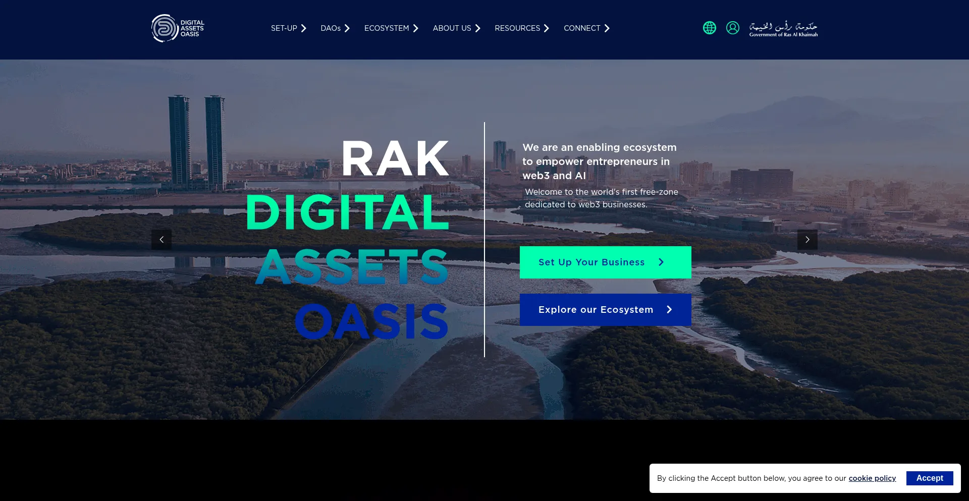 Website screenshot of Rakdao.com