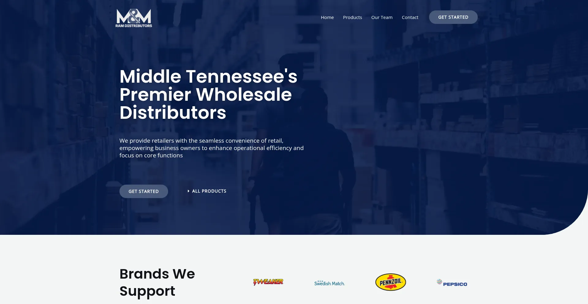 Website screenshot of Ramdistributors.com