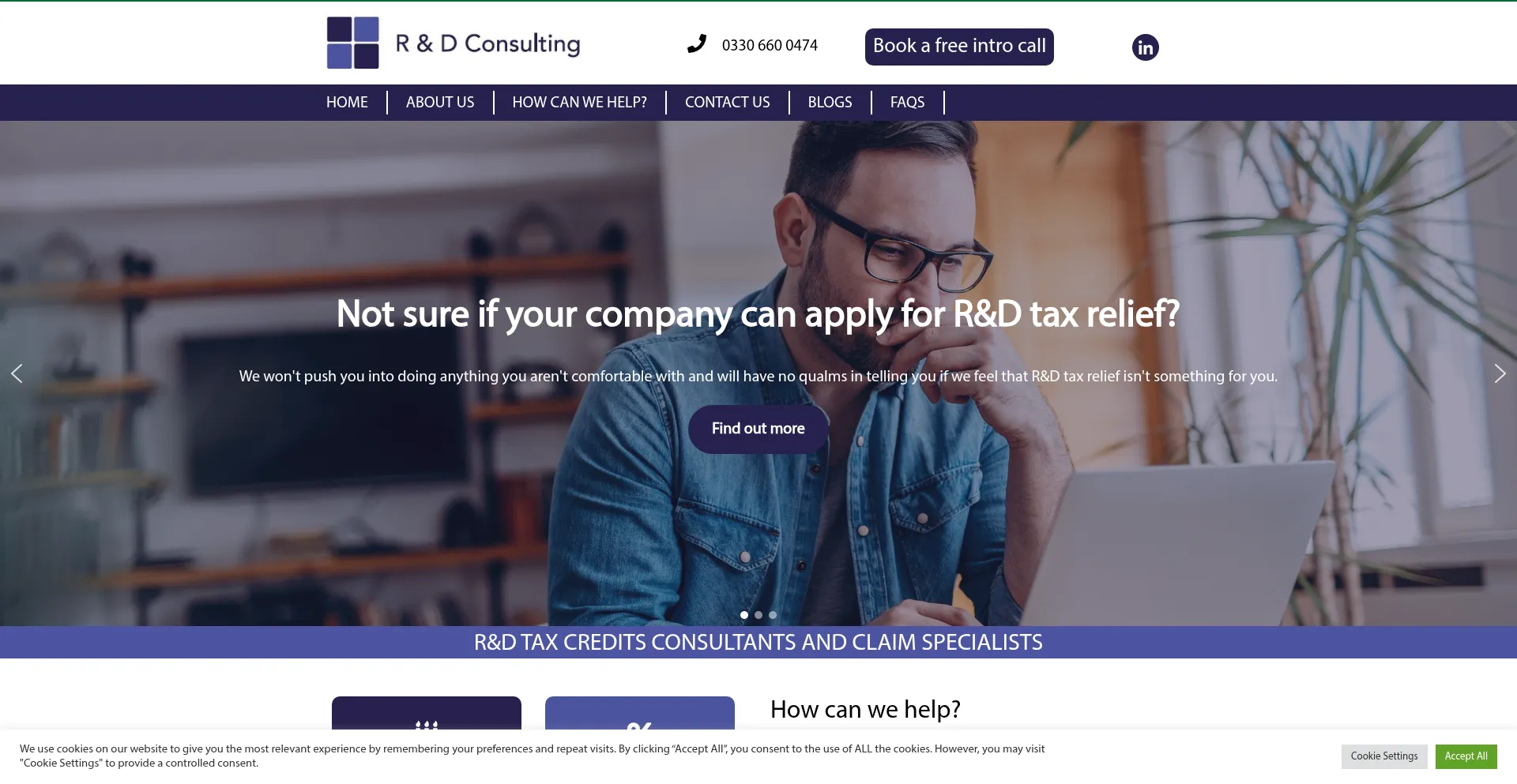 Website screenshot of Randdconsulting.co.uk