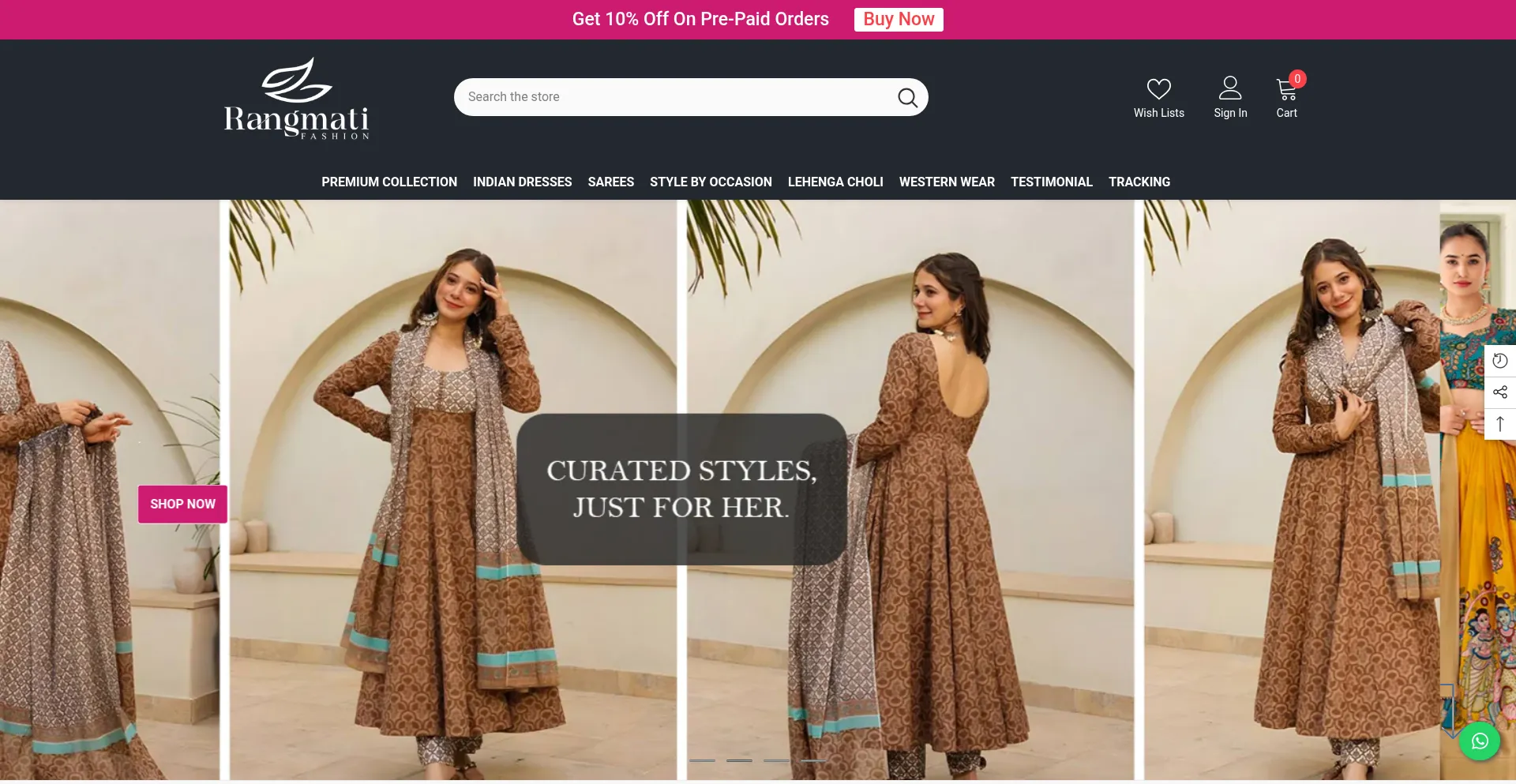 Website screenshot of Rangmatifashion.com
