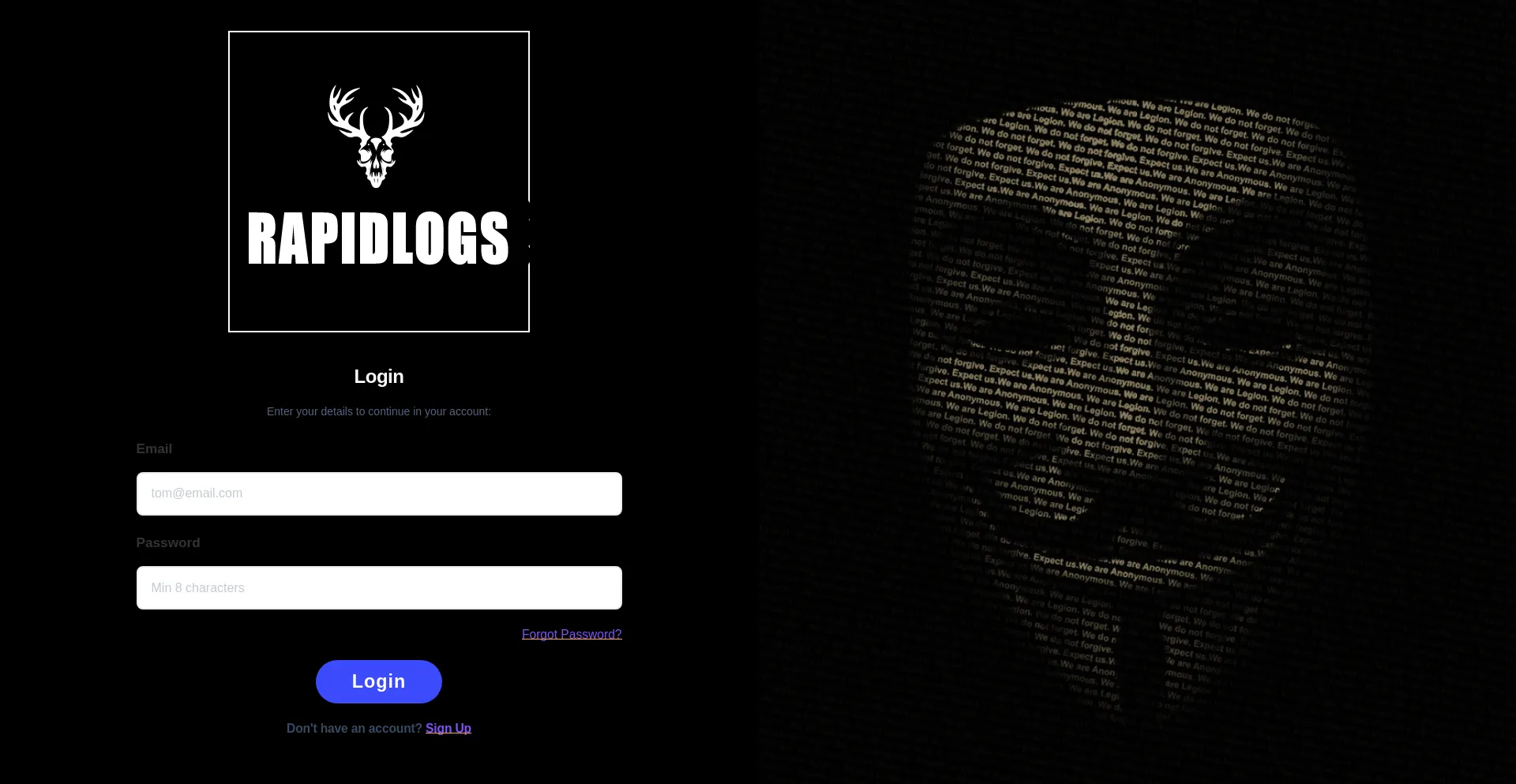 Website screenshot of Rapid-logs.com