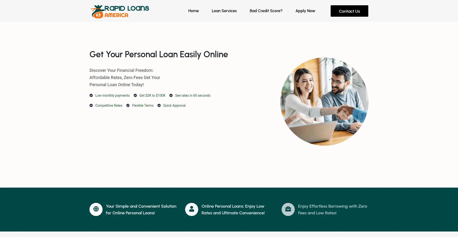 Website screenshot of Rapidloansamerica.com