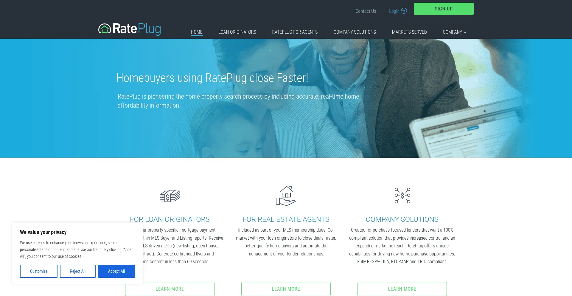 Website screenshot of Rateplug.com