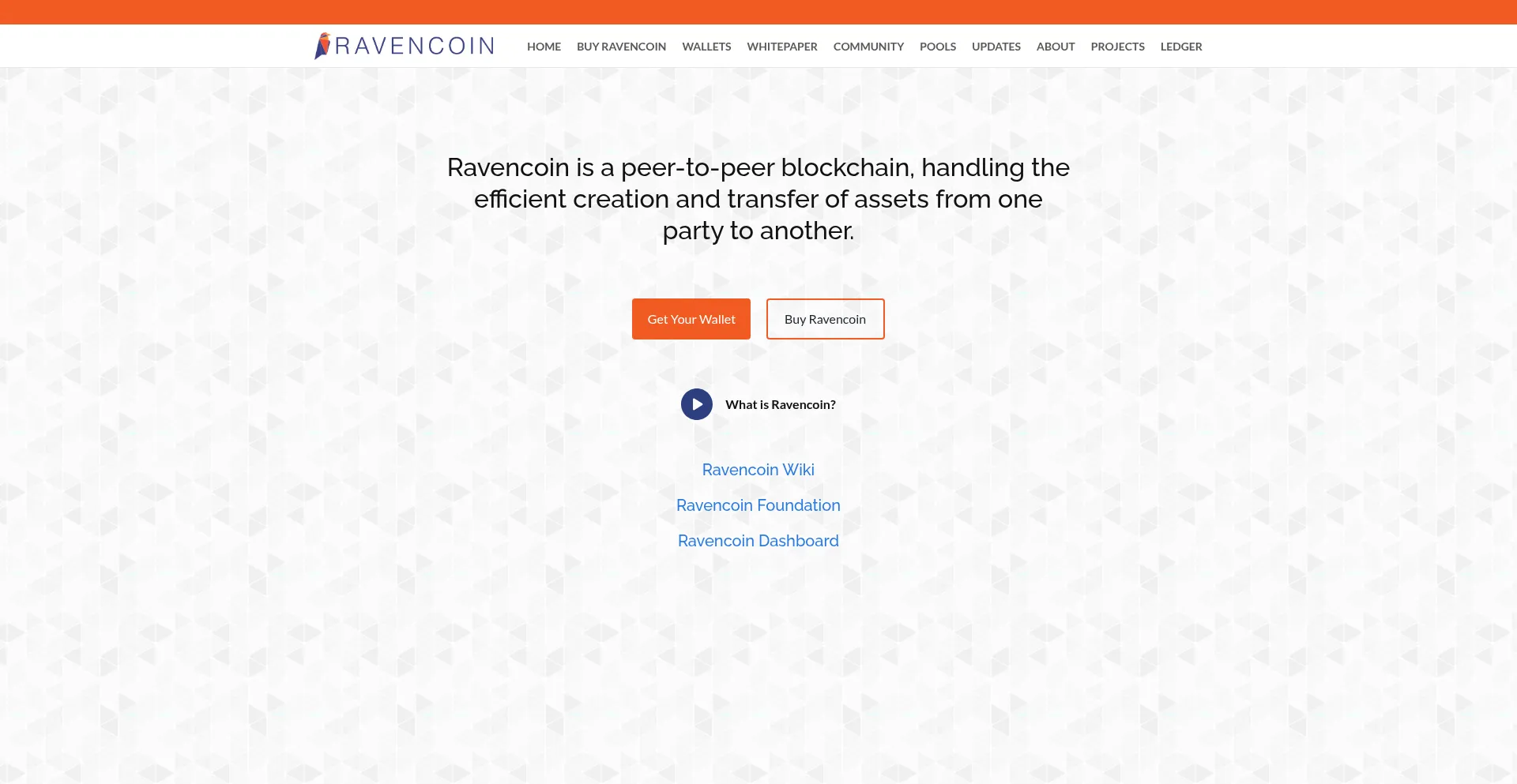 Website screenshot of Ravencoin.org