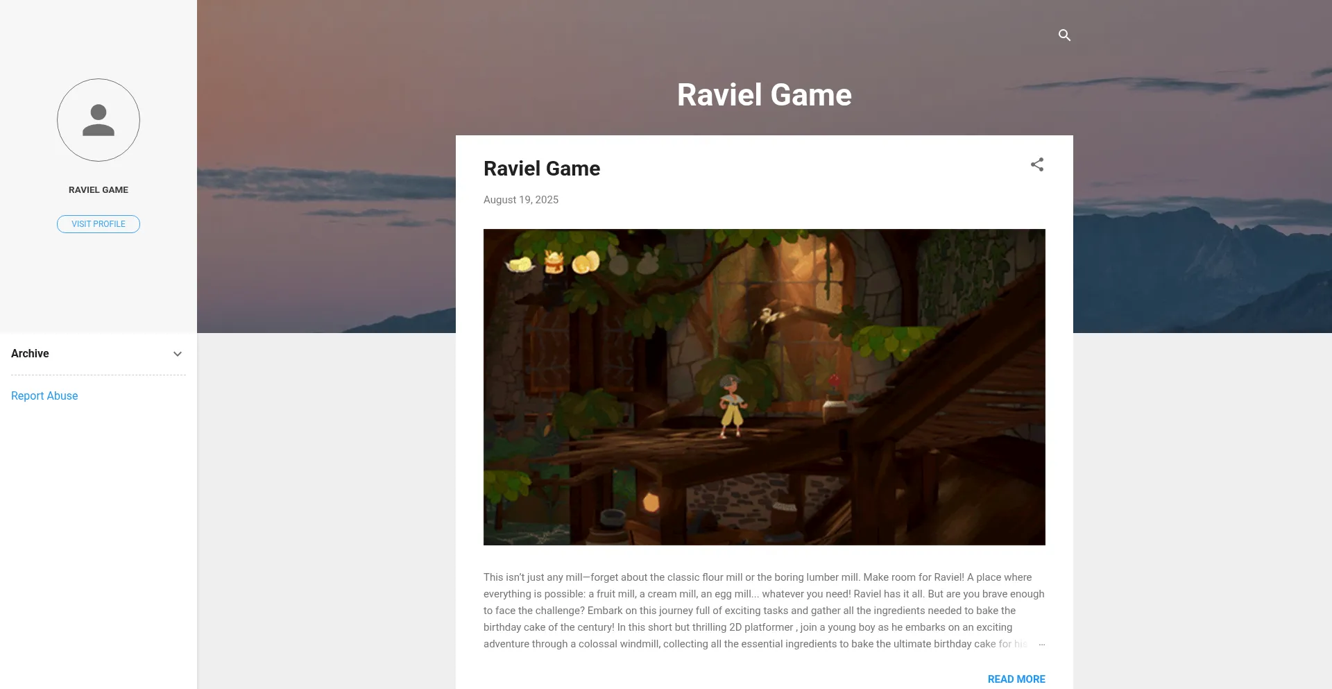 Website screenshot of Ravielgame.blogspot.com