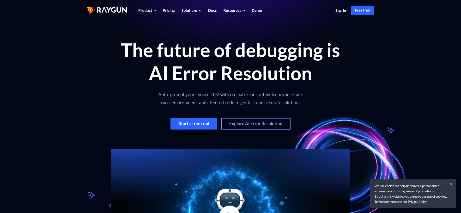 Website screenshot of Raygun.com