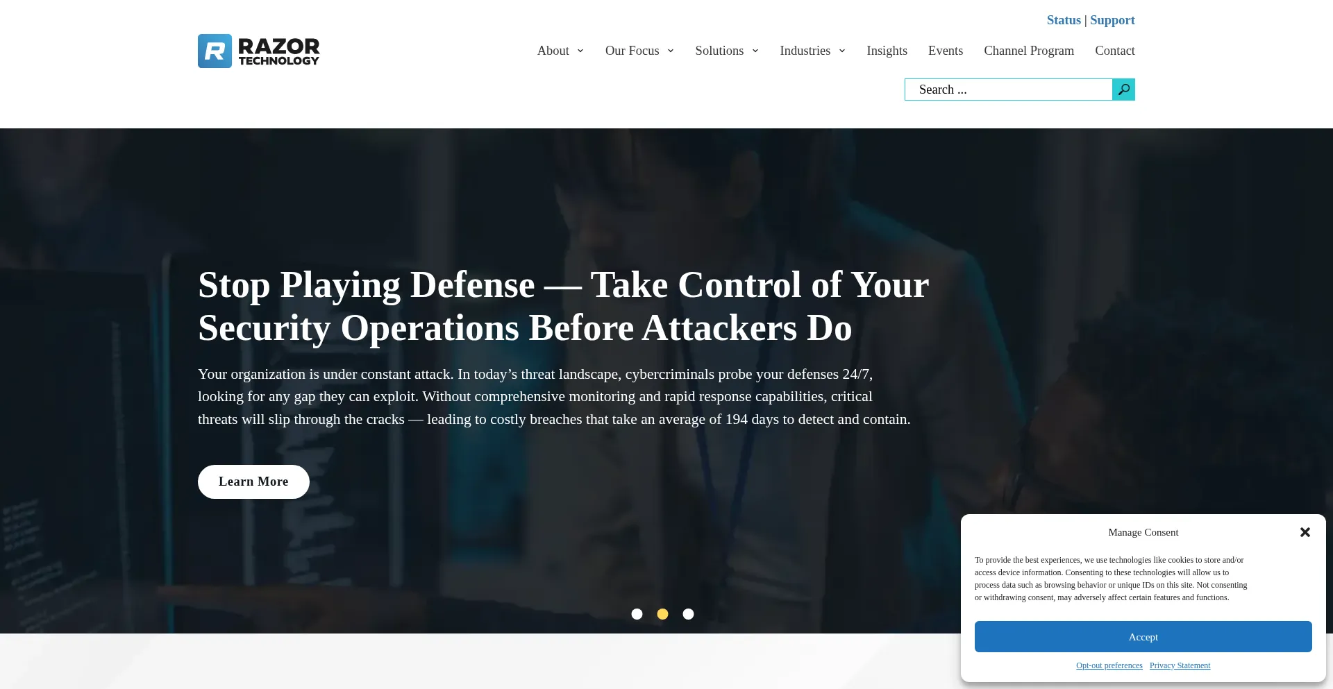 Website screenshot of Razor-tech.com