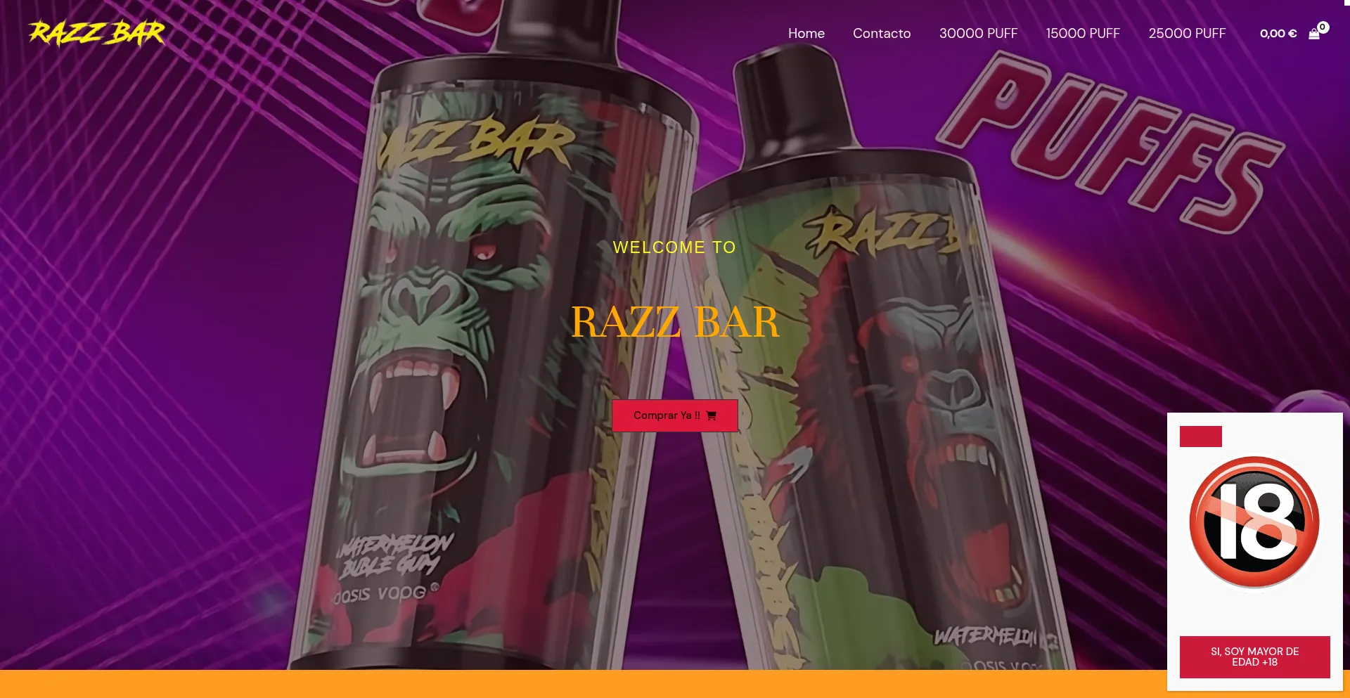 Website screenshot of Razzbar-esp.com