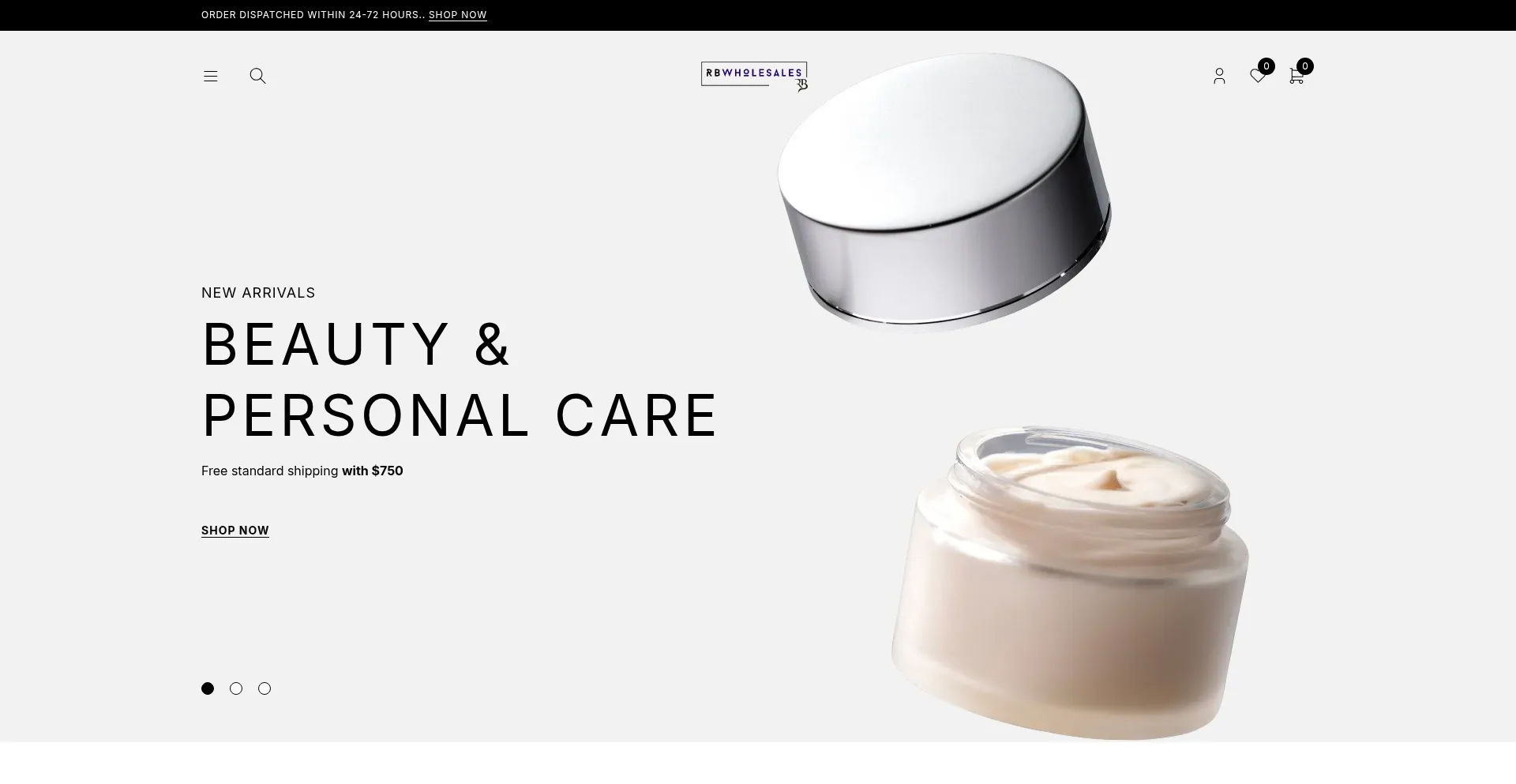 Website screenshot of Rbwholesales.com