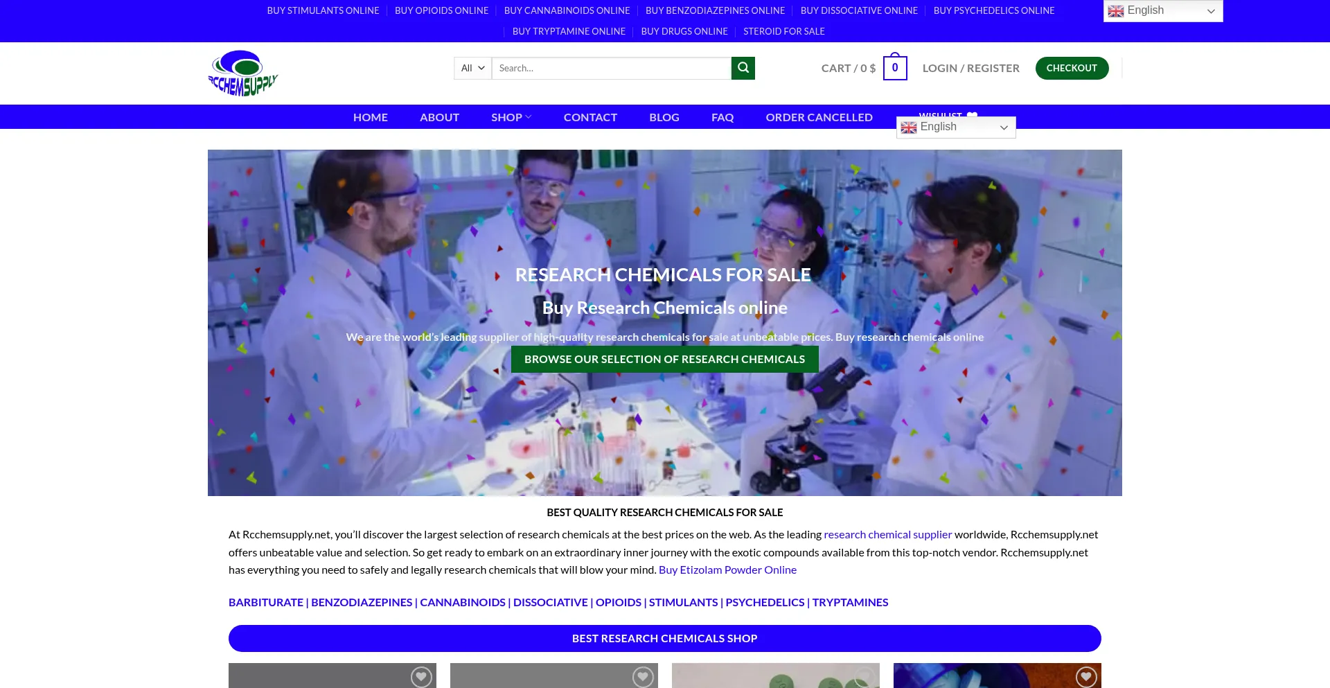 Website screenshot of Rcchemsupply.net