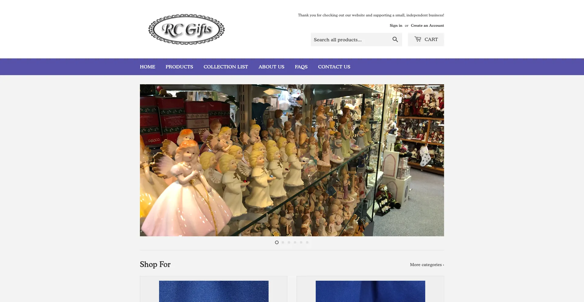 Website screenshot of Rcgiftshop.com