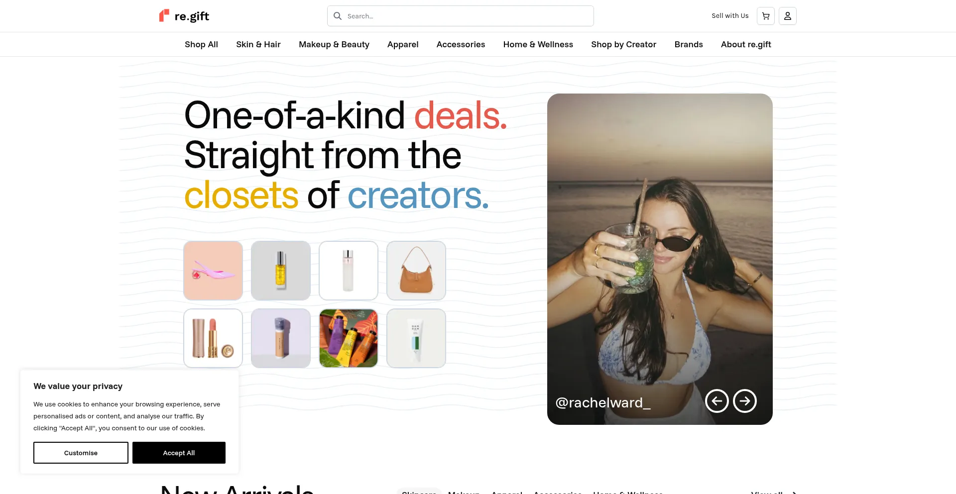 Website screenshot of Re.gift